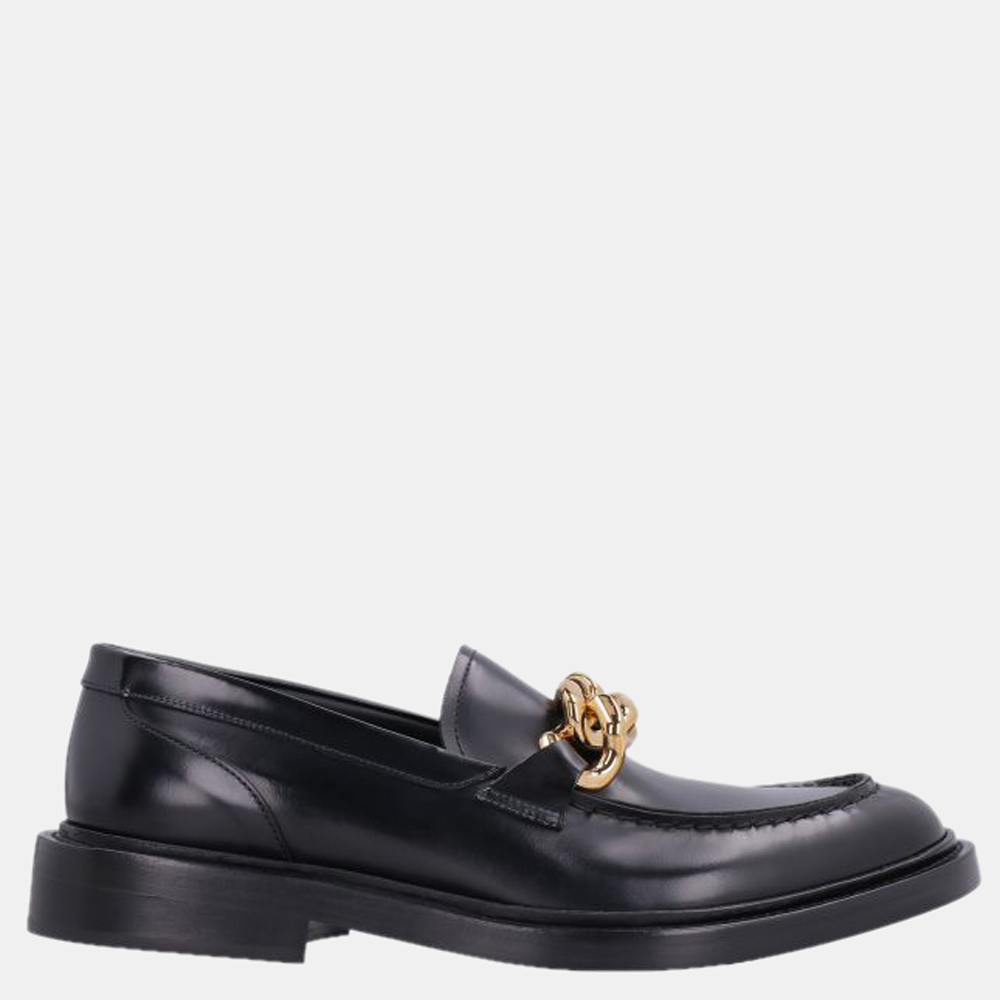 

Versace Black Leather Chain Loafers Size EU
