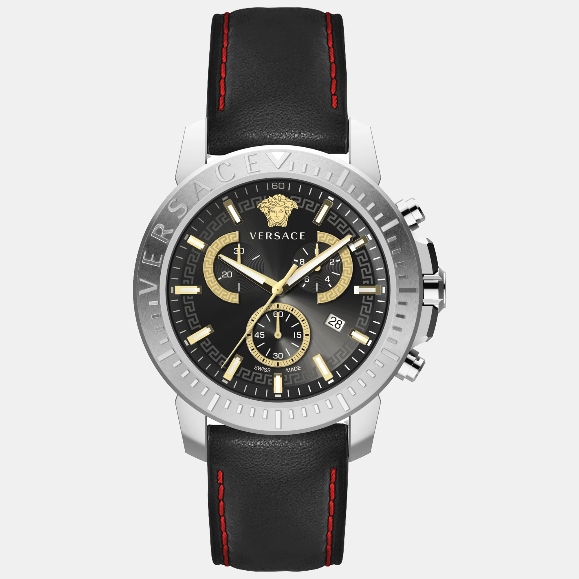 Pre-owned Versace Men's Ve2e00121 New Chrono 45mm Quartz Watch In Black