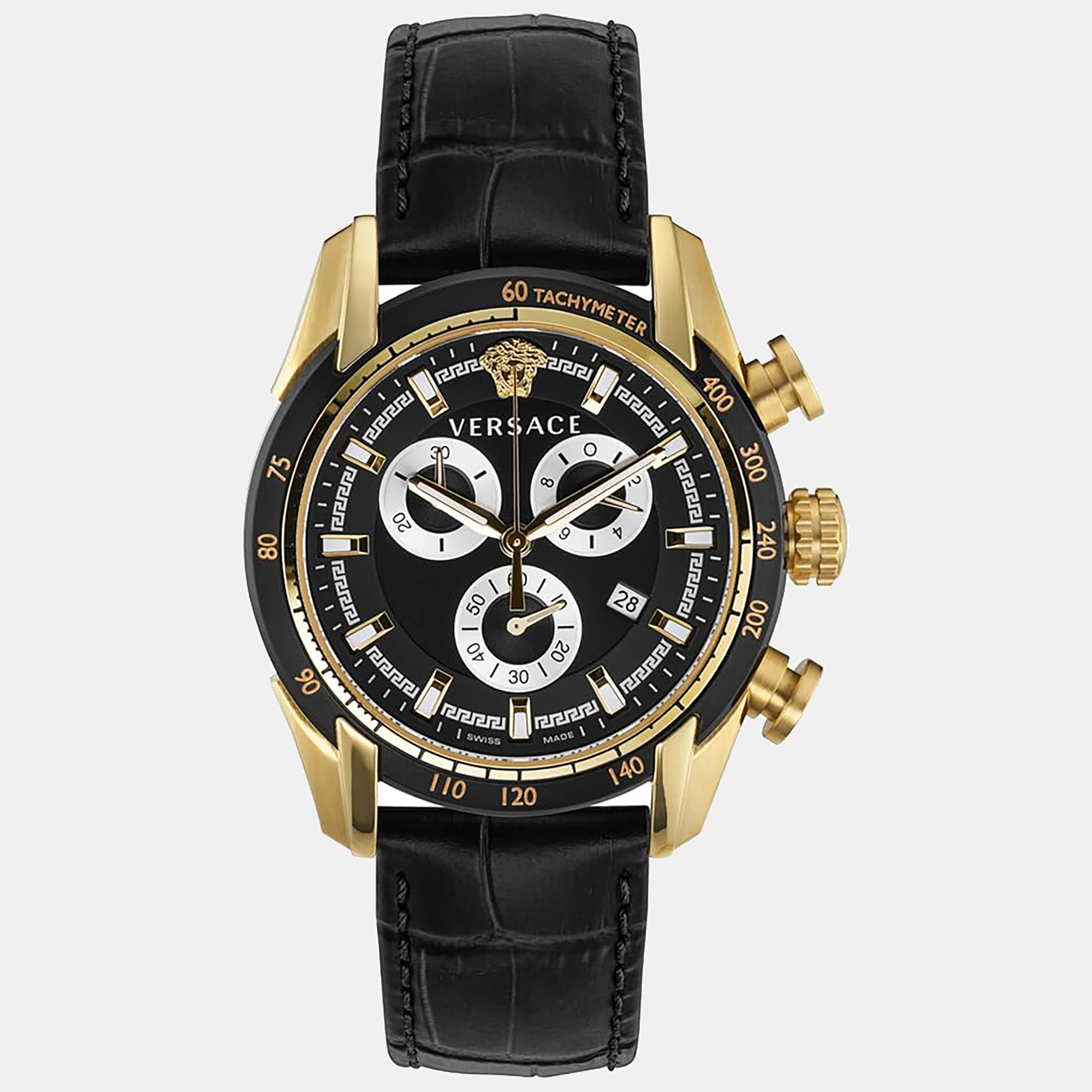 Pre-owned Versace Men's V-ray 44mm Quartz Watch Ve2i00921 In Black