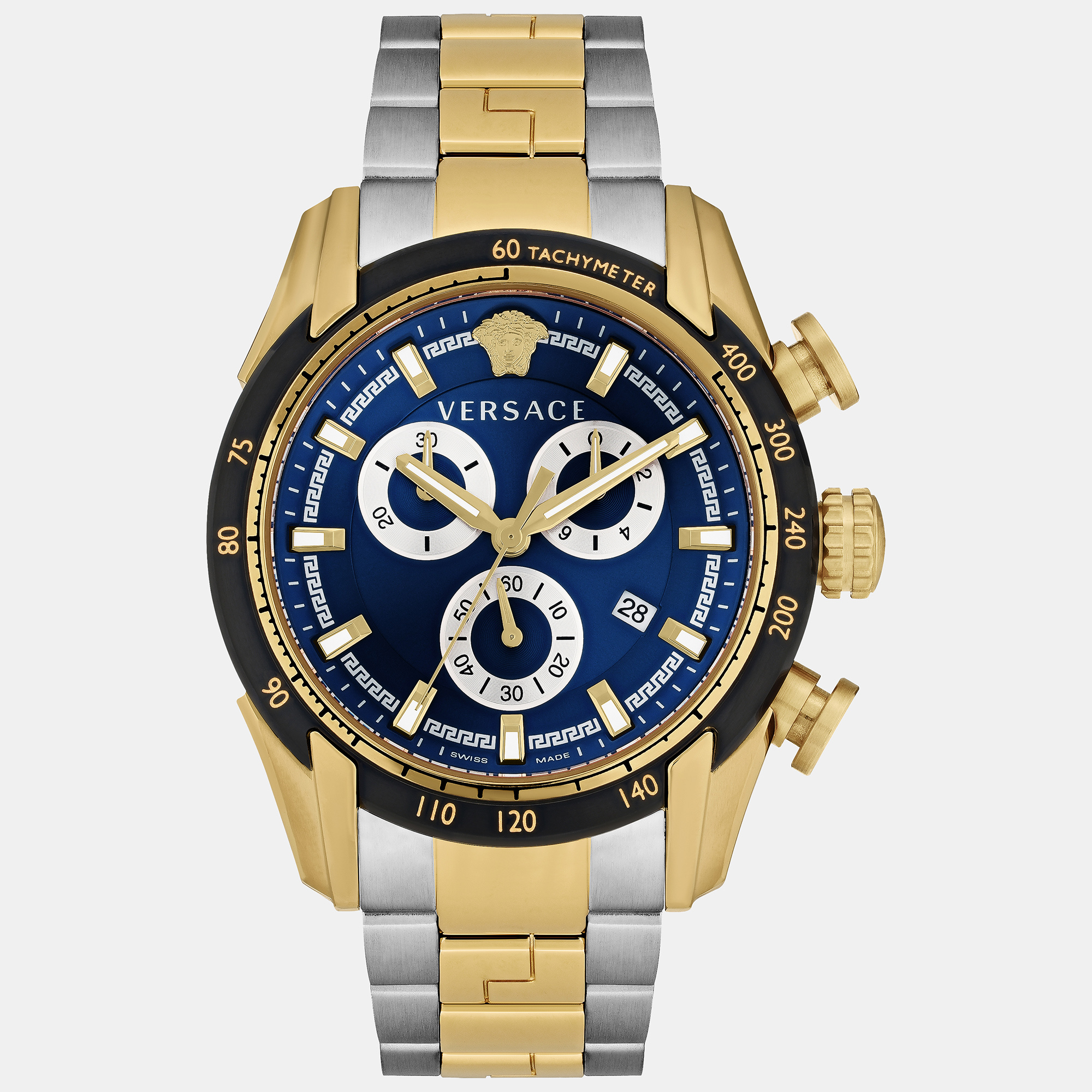 Pre-owned Versace Men's Ve2i01021 V-ray 44mm Quartz Watch In Blue