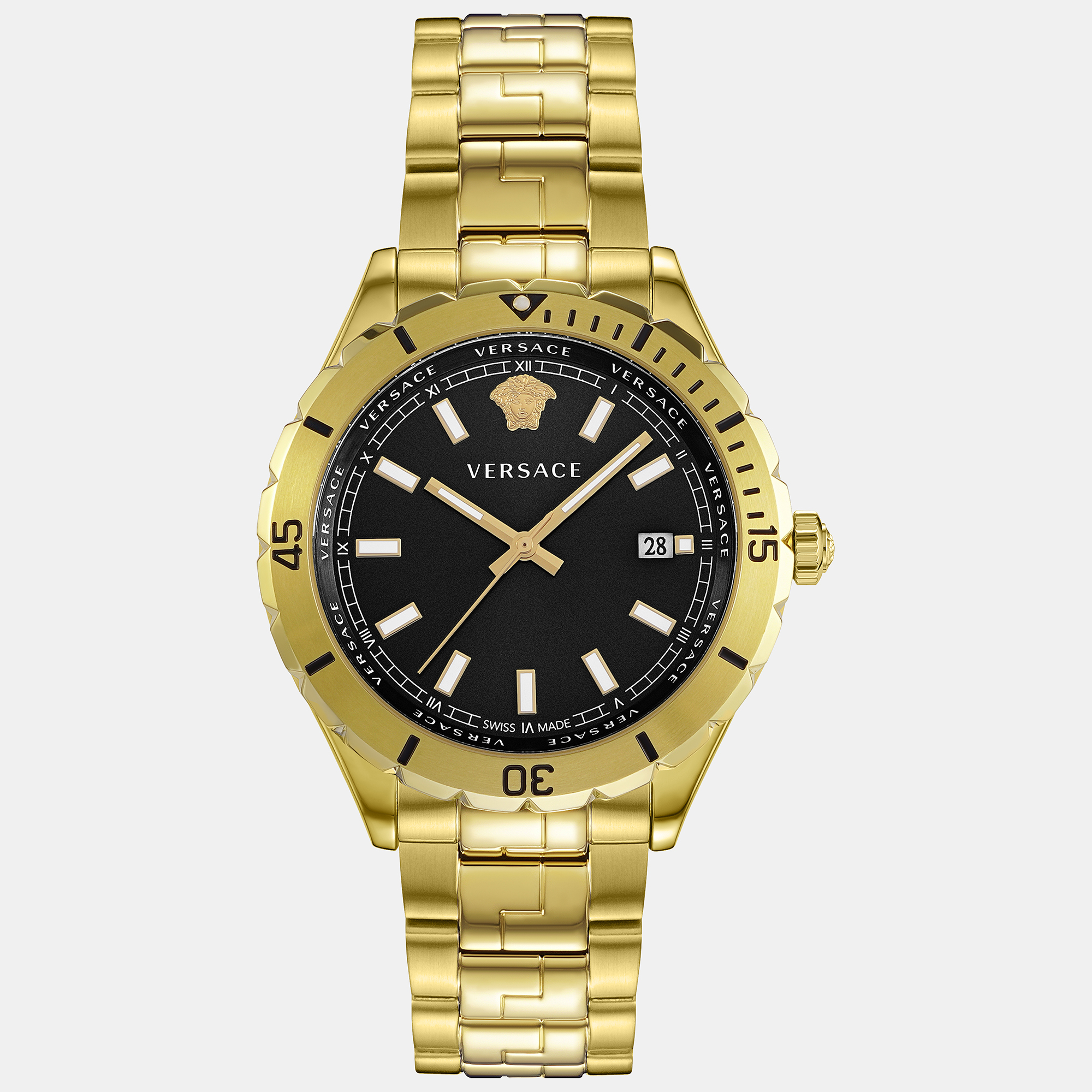 Pre-owned Versace Men's Ve3a00820 Hellenyium 42mm Quartz Watch In Black