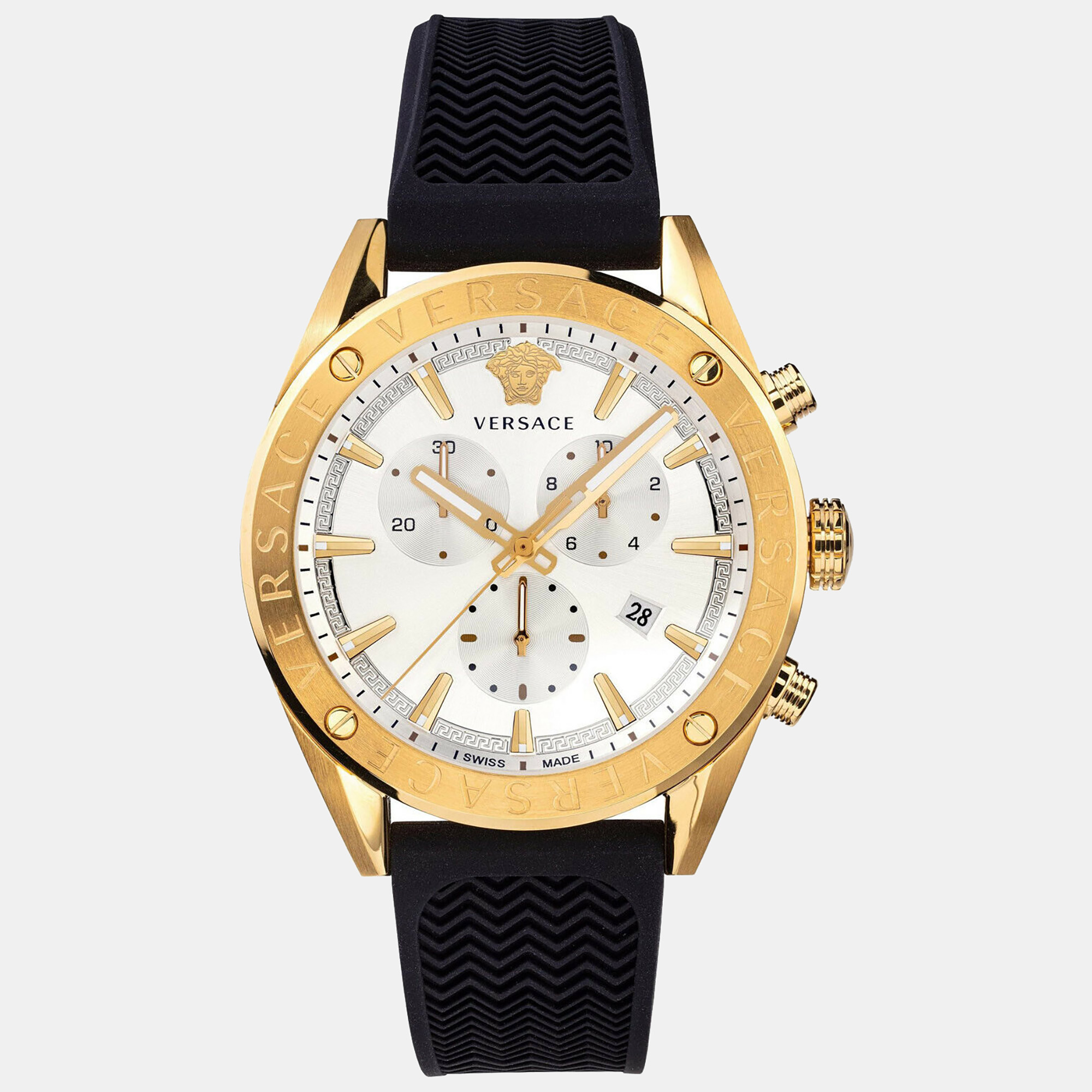 Pre-owned Versace Men's Vehb00219 V-chrono 45mm Quartz Watch In White
