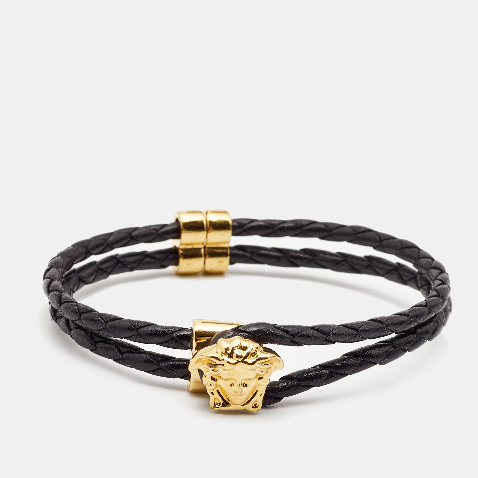 

Versace Medusa Leather Gold Tone Bracelet