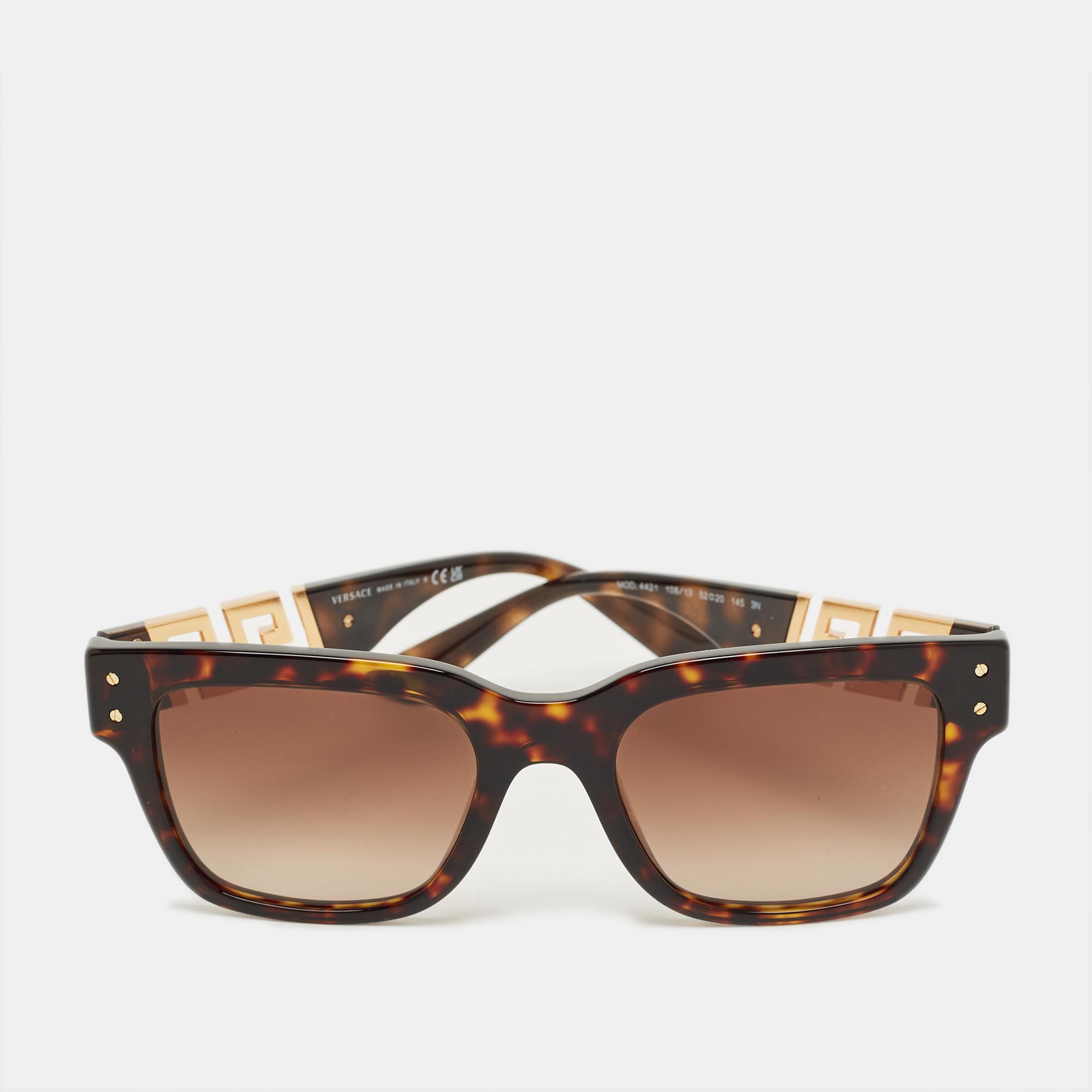

Versace Tortoiseshell Brown Gradient Greca Square Sunglasses