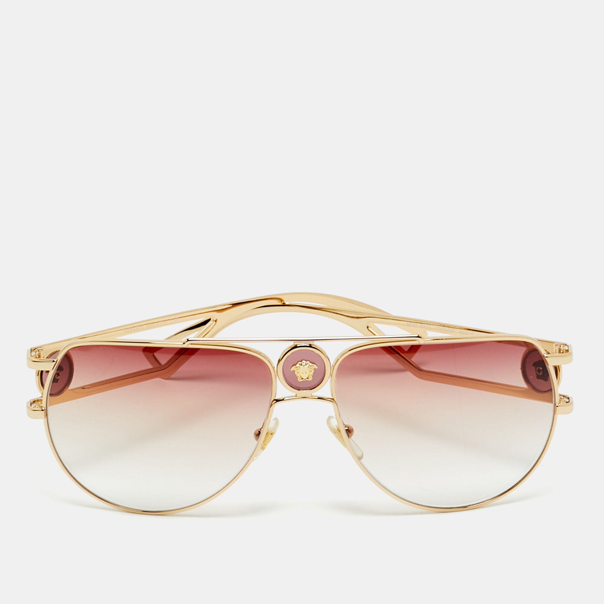 

Versace Pink/Gold Tone Gradient MOD 2225 Medusa Aviator Sunglasses