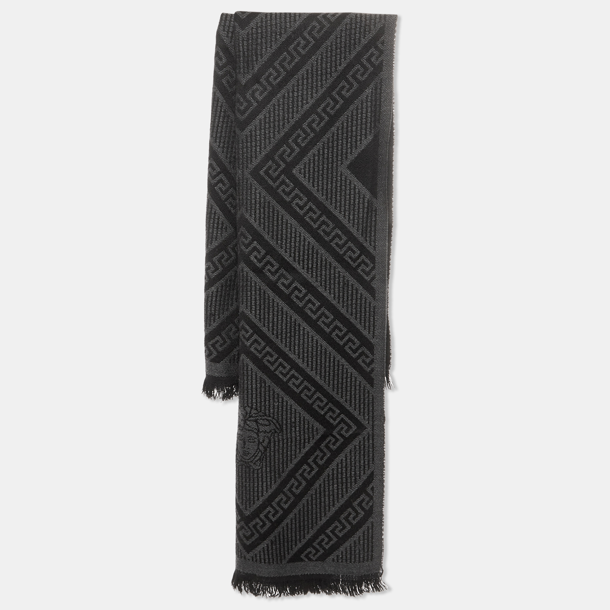 

Versace Grey/Black Medusa Head Jacquard Wool Muffler