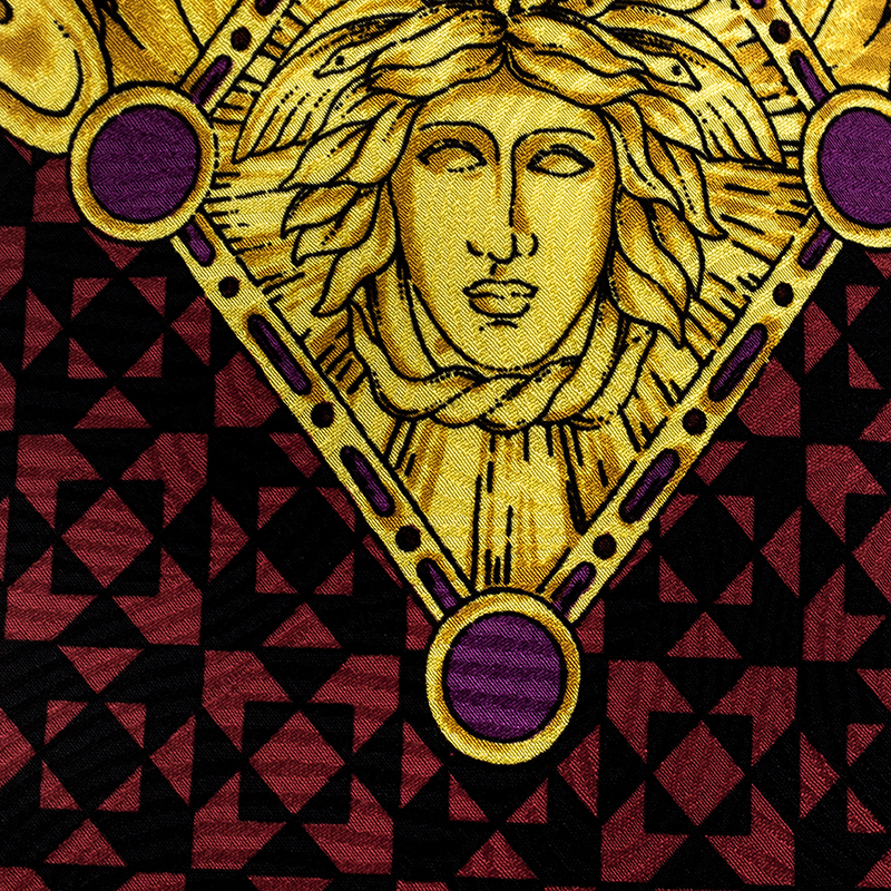 

Gianni Versace Vintage Multicolor Geometric Pattern Medusa Print Silk Jacquard Tie