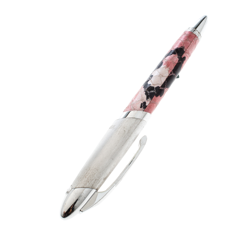 Versace Pink Embossed Silver Tone Rollerball Pen
