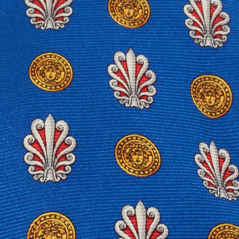 

Gianni Versace Vintage Blue & Red Logo Printed Jacquard Tie