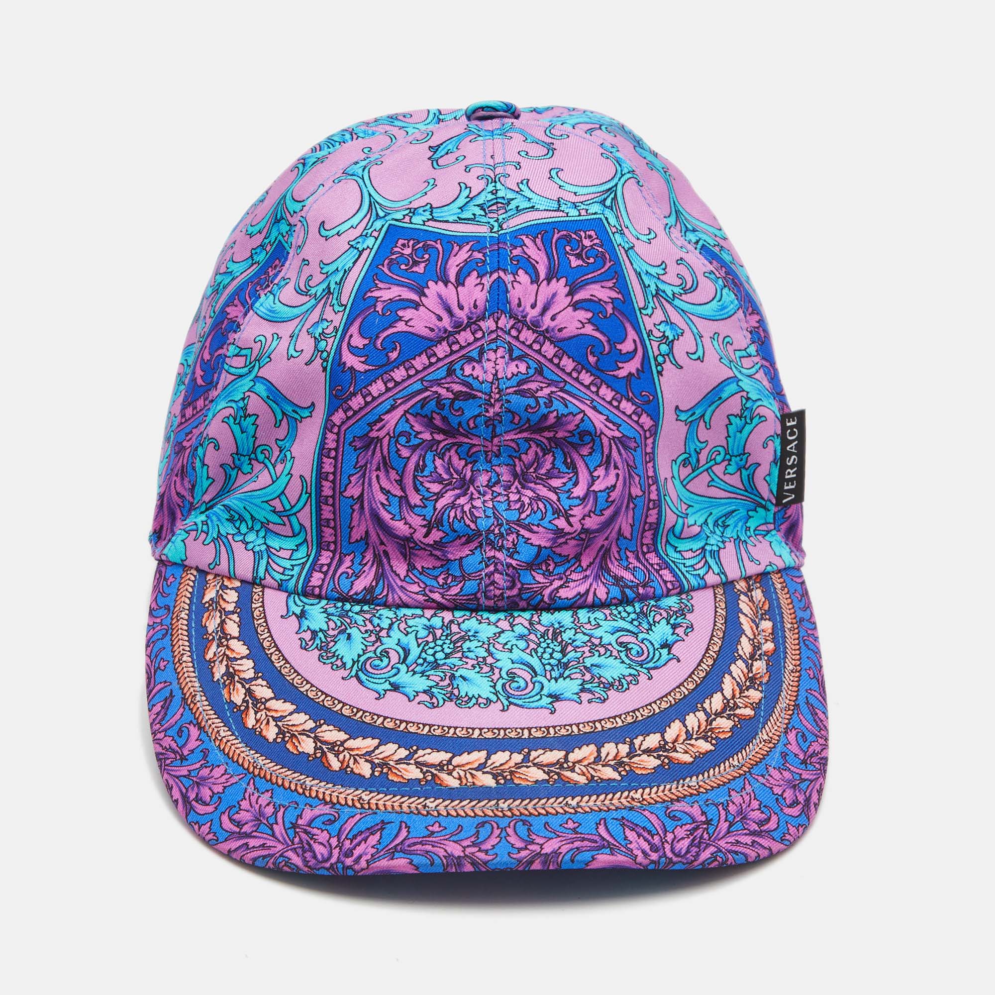 

Versace Pink Baroque Print Silk Baseball Cap