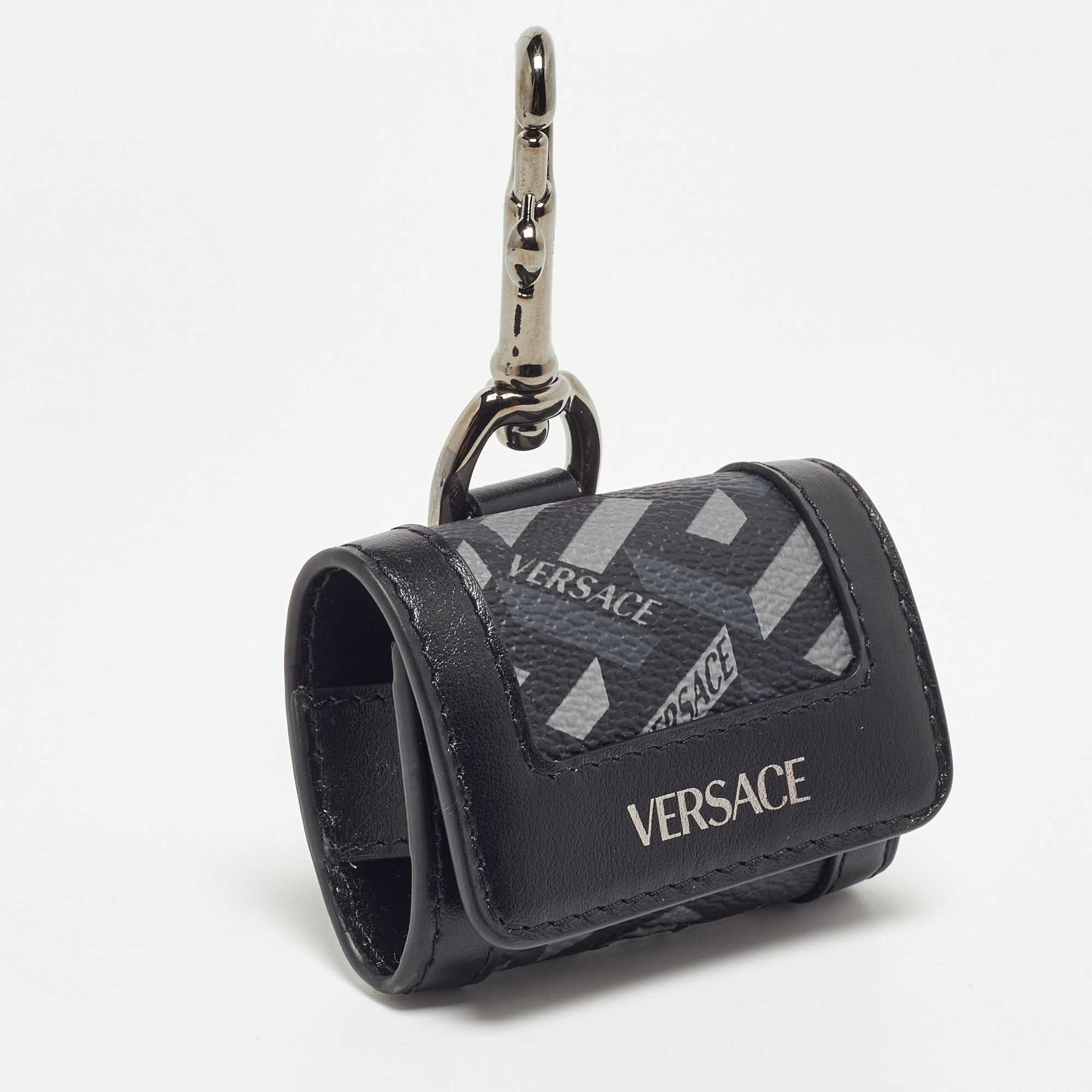 

Versace Black/Grey Jacquard Coated Canvas and Leather Airpods Case