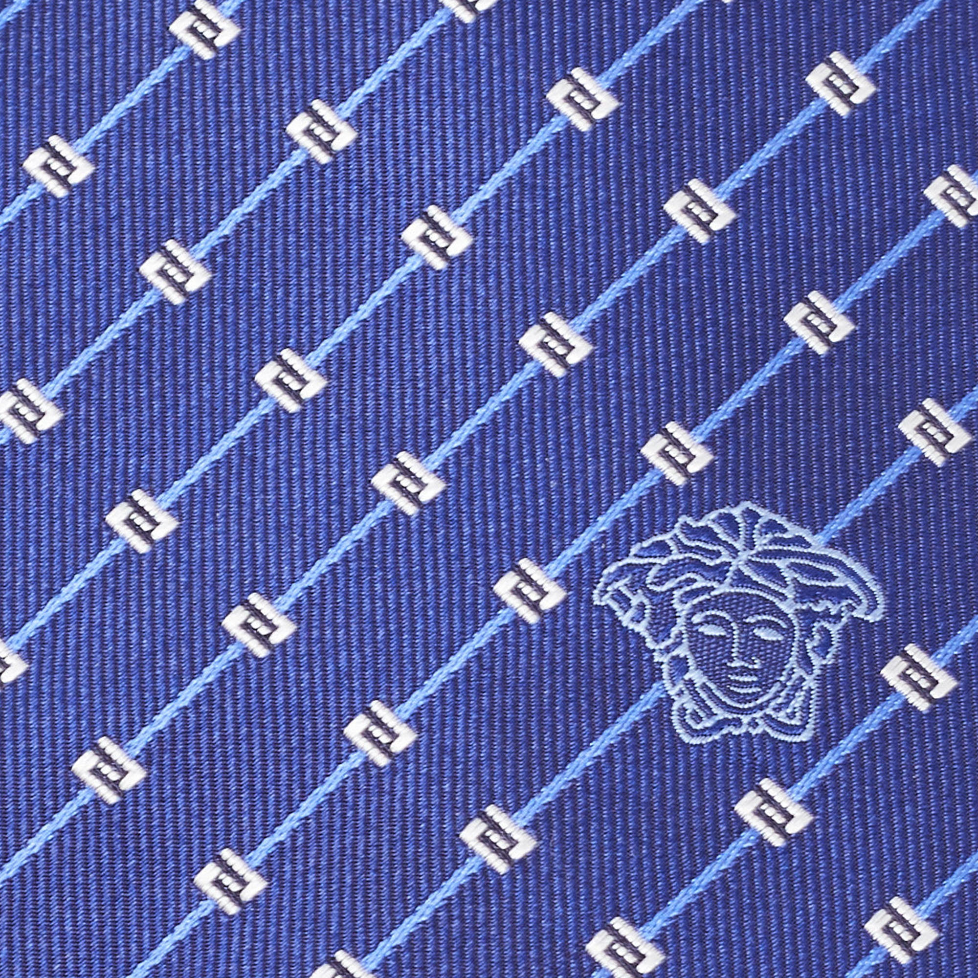 

Versace Blue Diagonal Greek Pattern Silk Tie