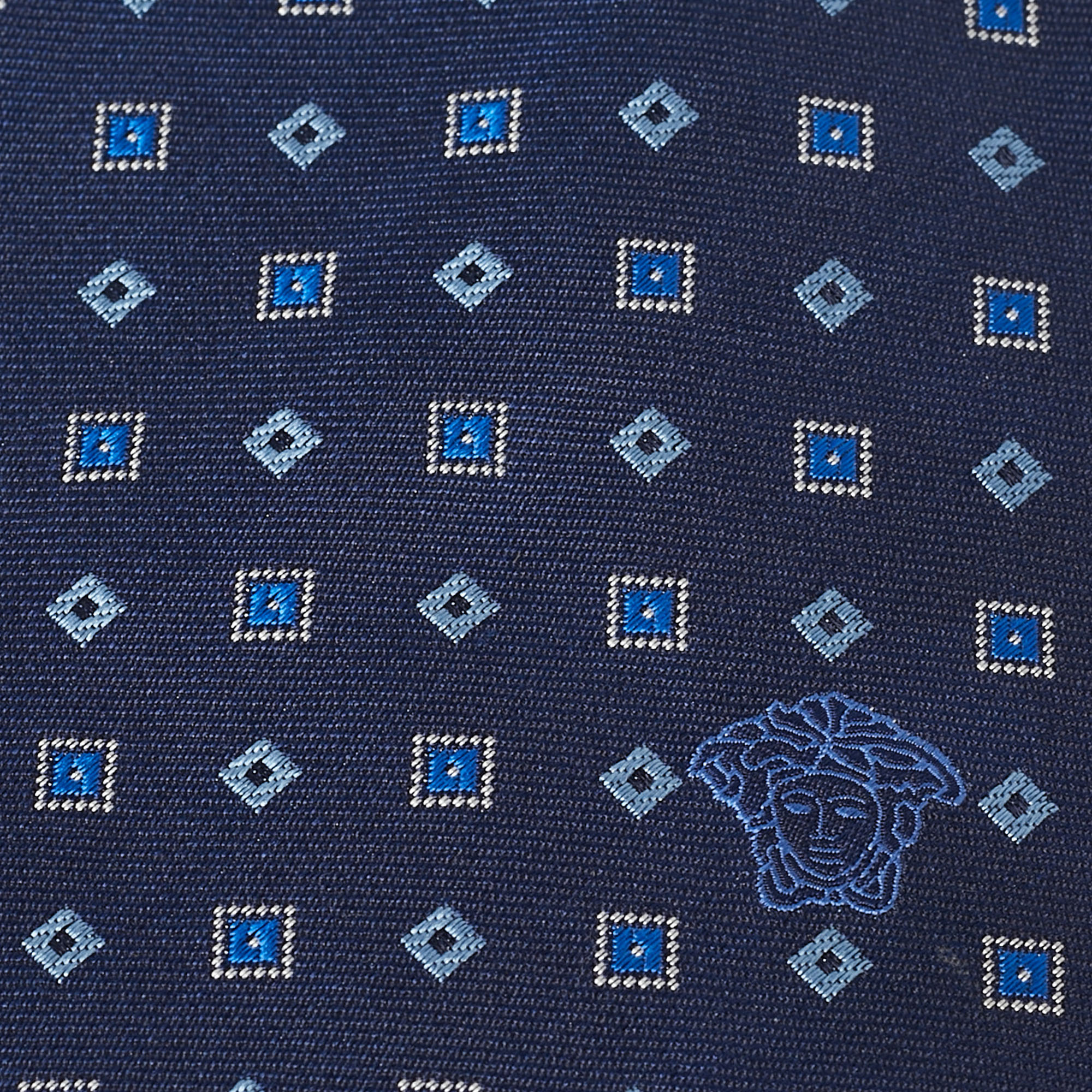 

Versace Blue Square Pattern Jacquard Silk Tie