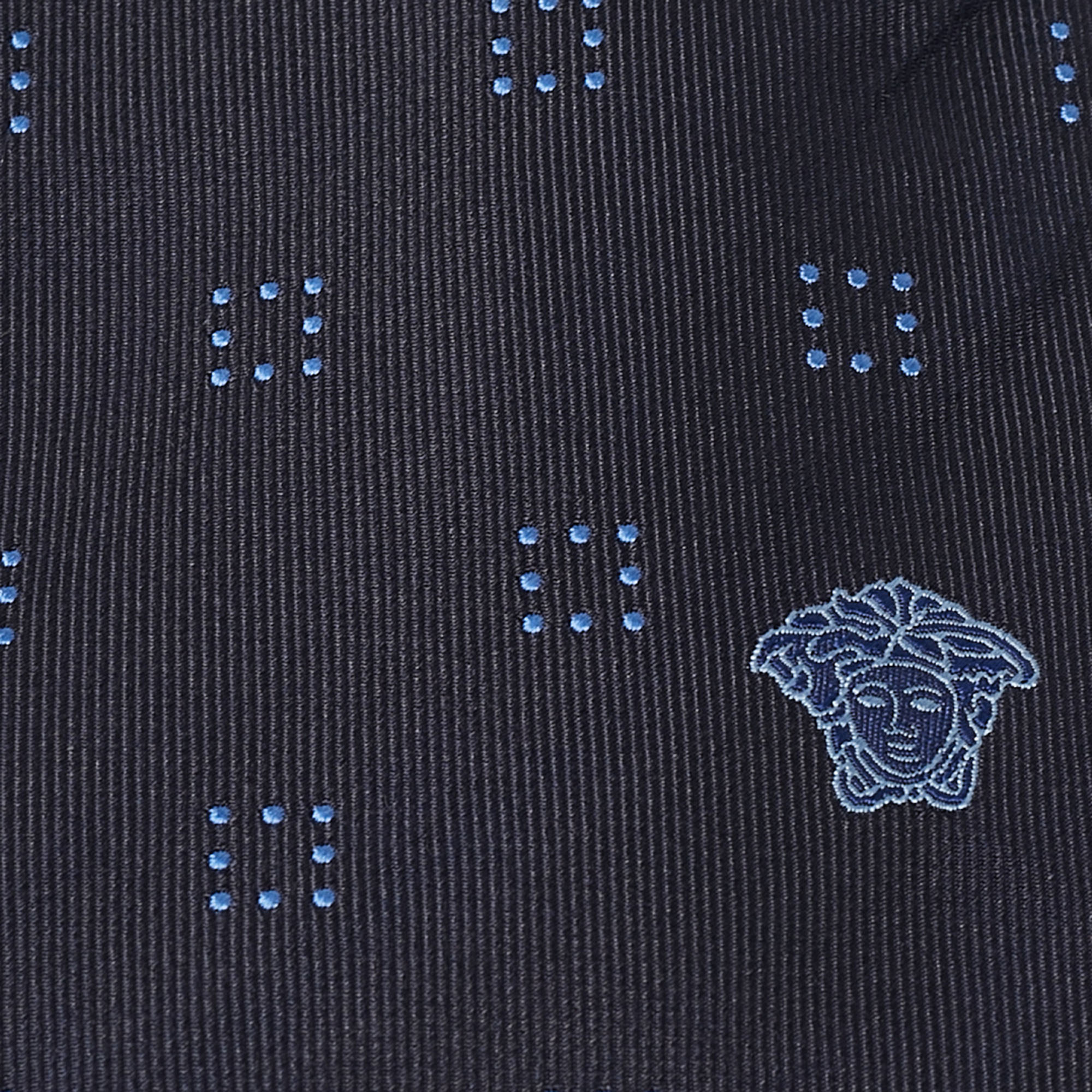 

Versace Navy Blue Dotted Square Patterned Silk Tie