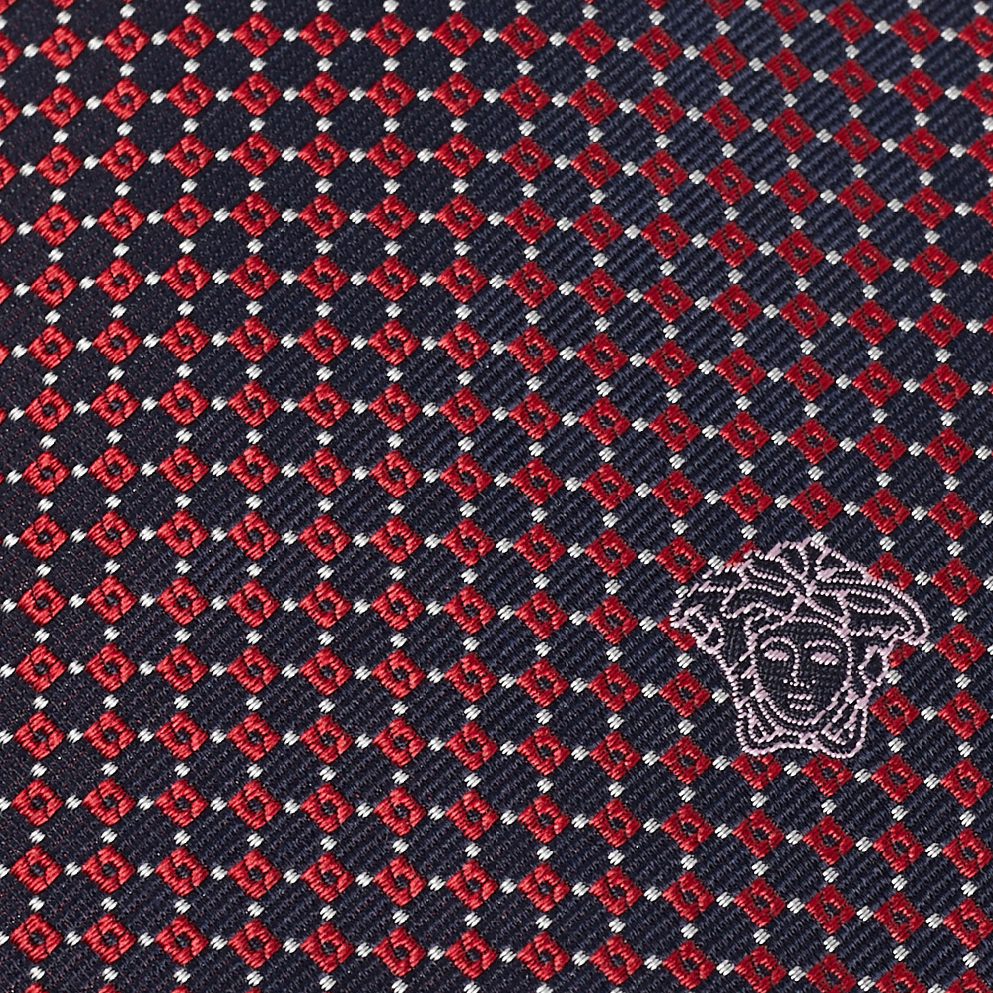 

Versace Navy Blue/Red Patterned Jacquard Silk Tie