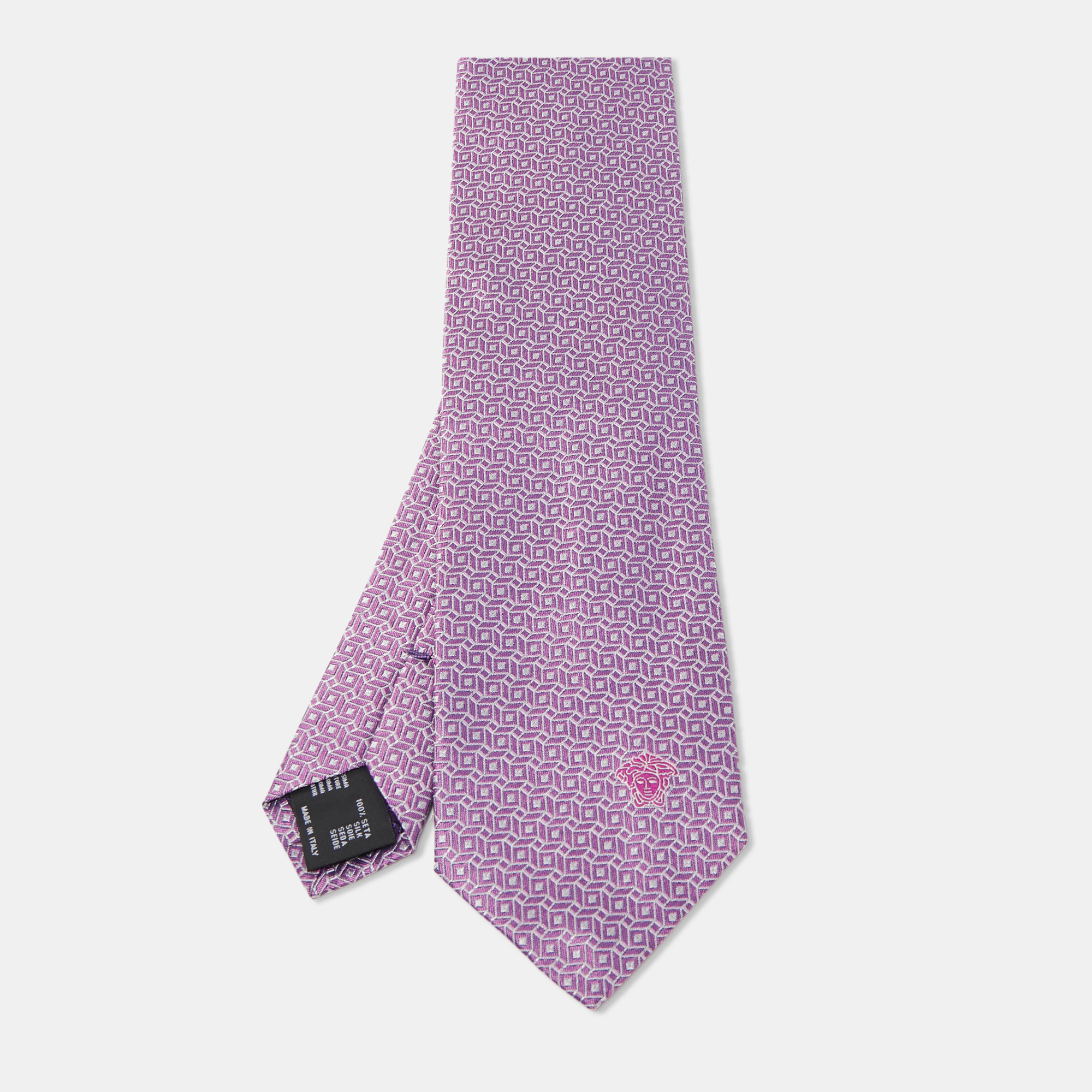 

Versace Purple Patterned Silk Medusa Head Detail Tie