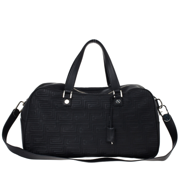 Versace Black Leather Trapuntato Duffle Travel Bag Versace | TLC