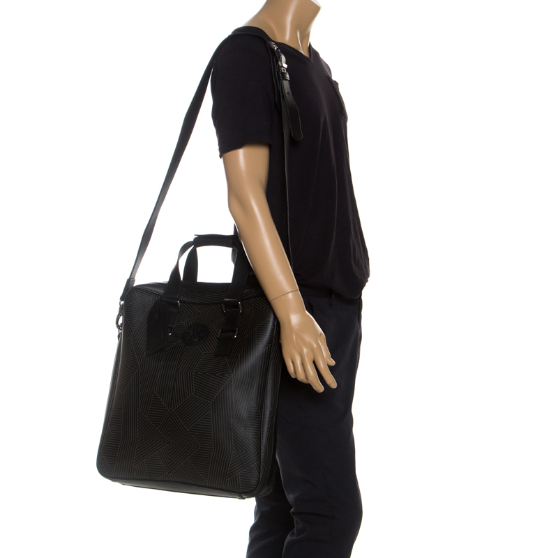 

Versace Black Leather Medusa Vertical Briefcase Tote