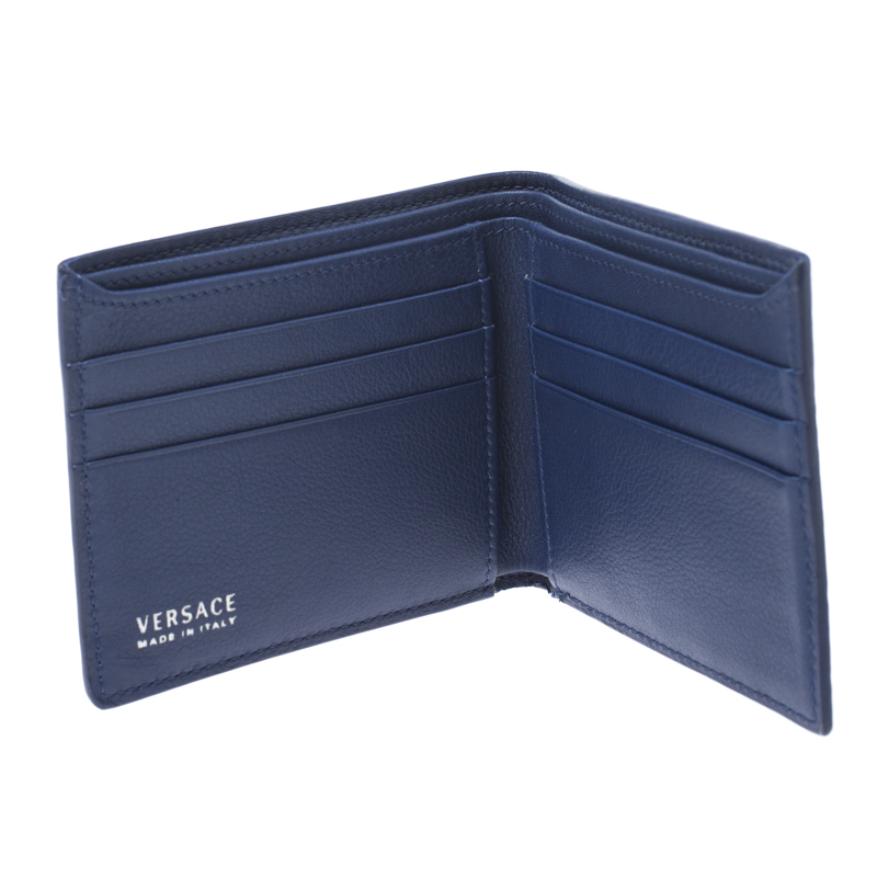 

Versace Blue Greca Embossed Leather Bifold Wallet