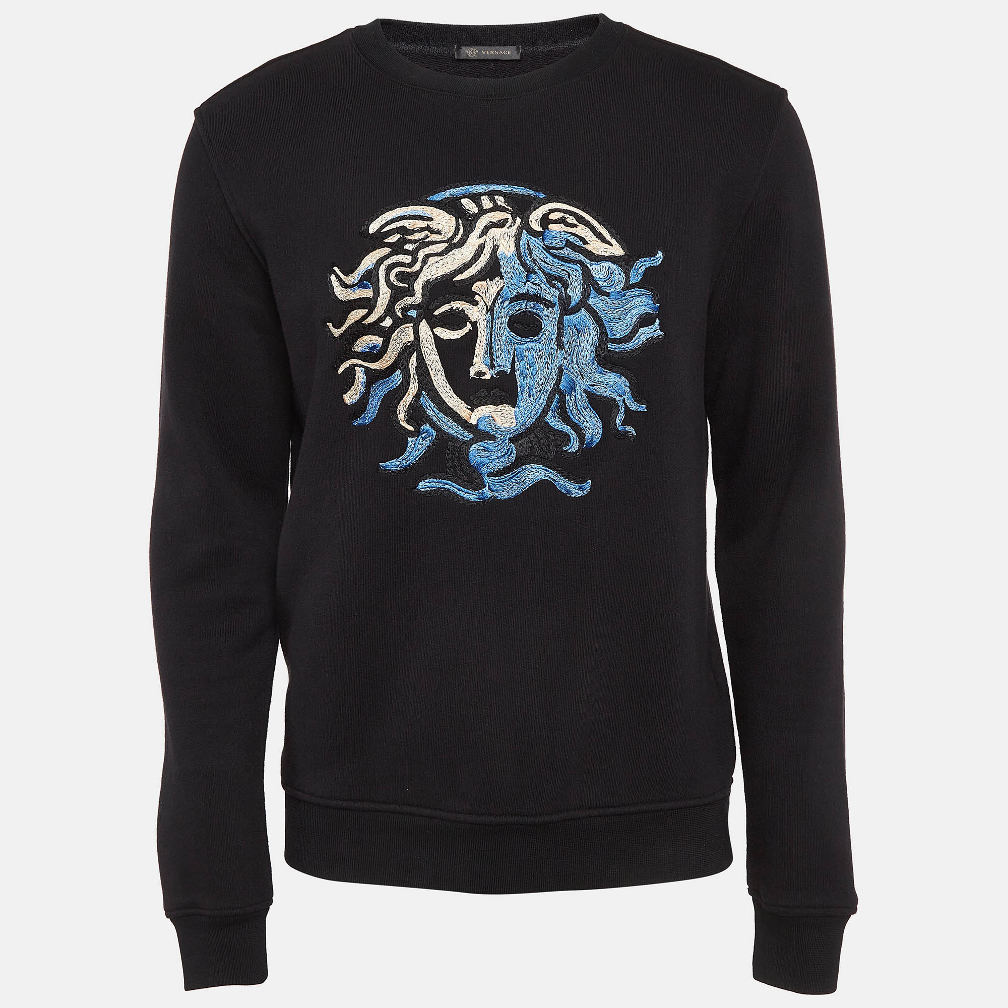

Versace Black Medusa Logo Embroidered Cotton Sweatshirt M
