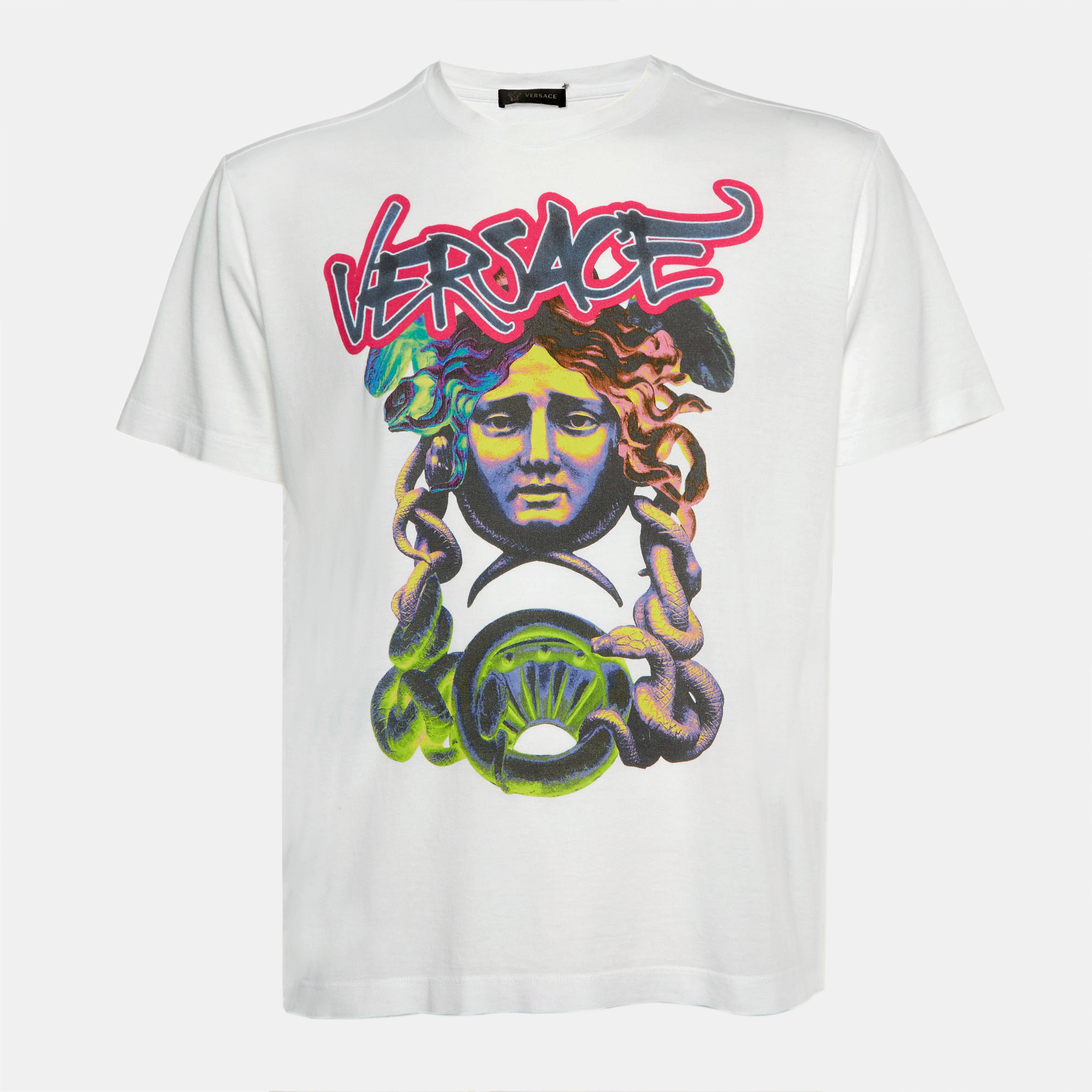 

Versace White Medusa Graffiti Print Cotton Crew Neck T-Shirt M