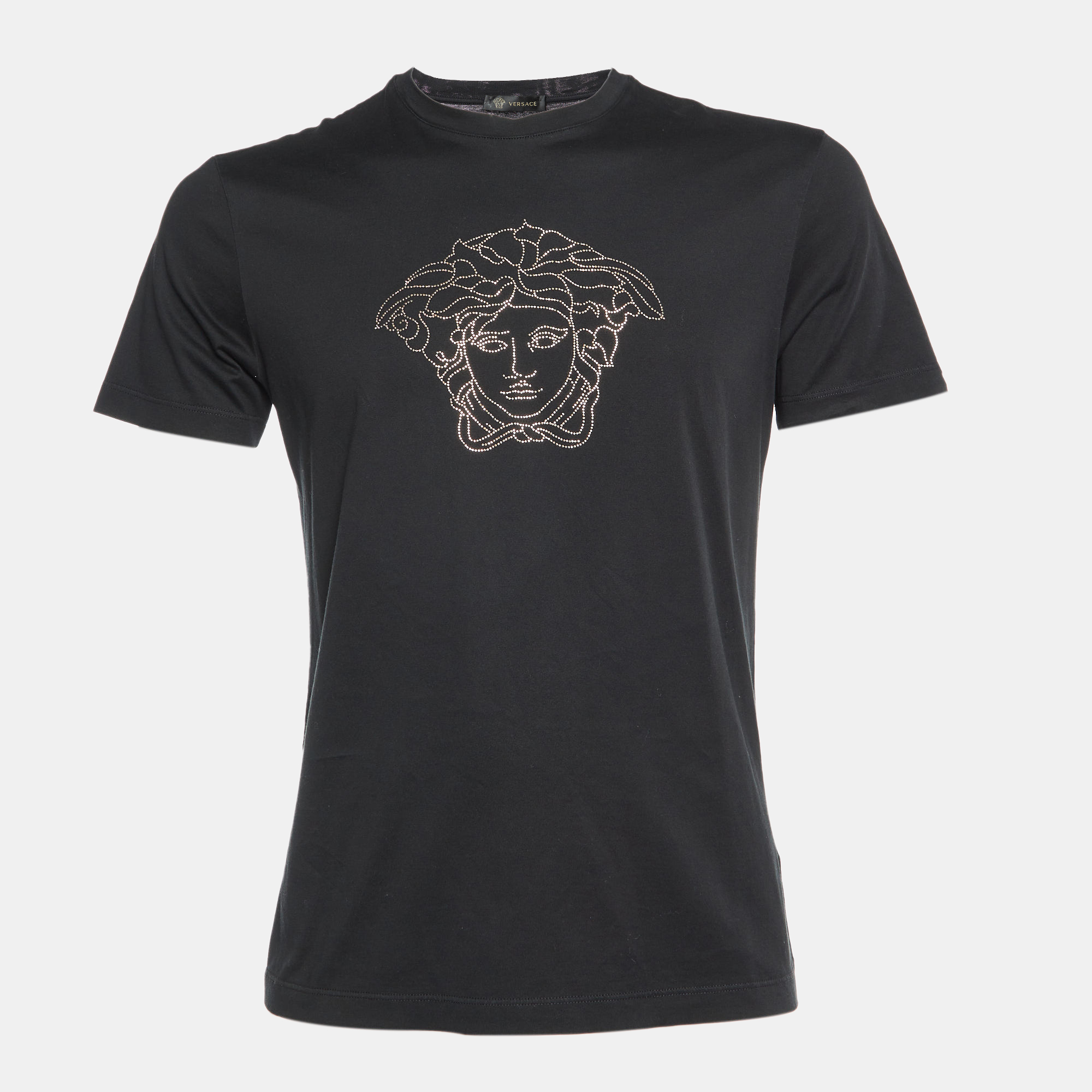 

Versace Black Cotton Medusa Embellished Crew Neck T-Shirt S