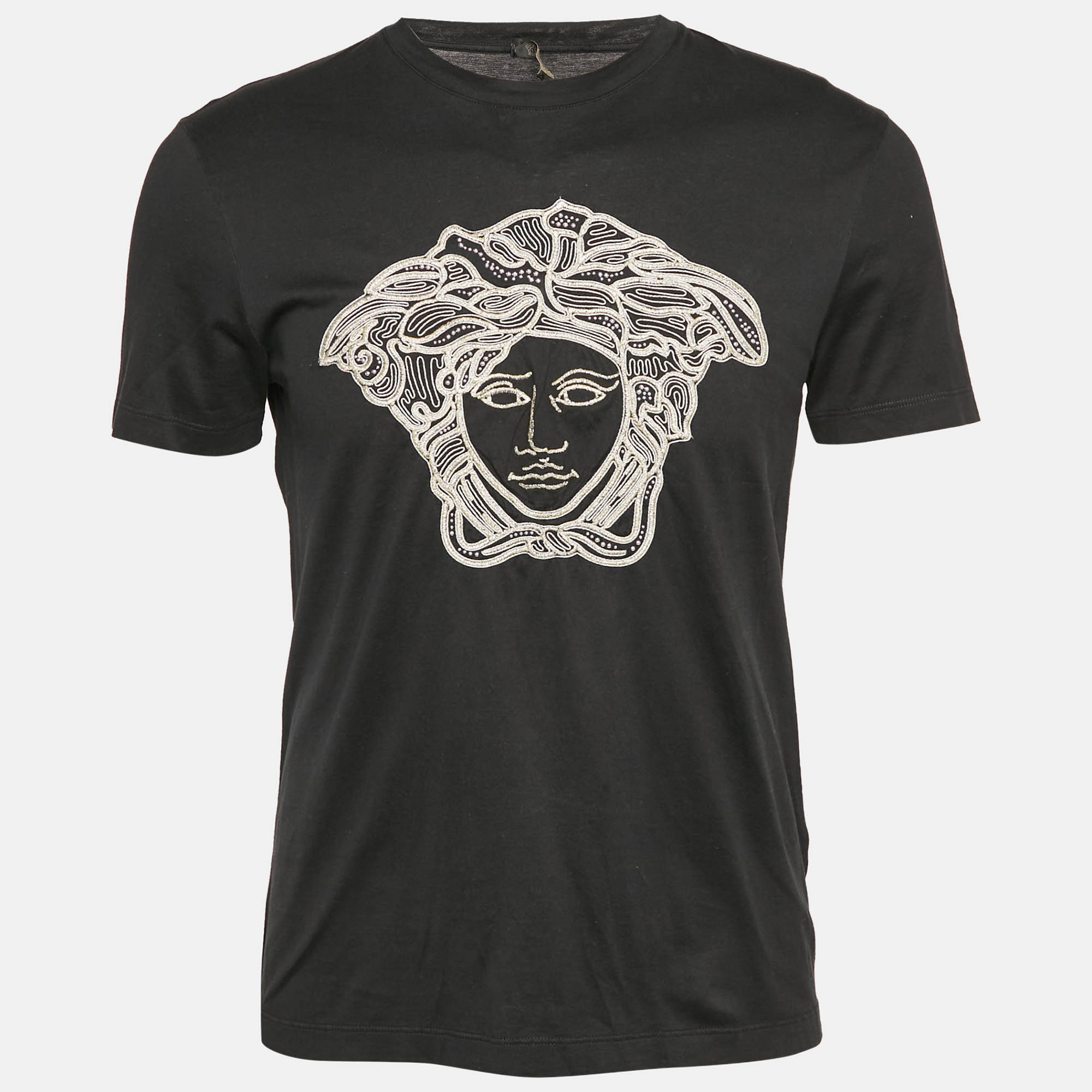 

Versace Black Medusa Embroidered Jersey T-Shirt S