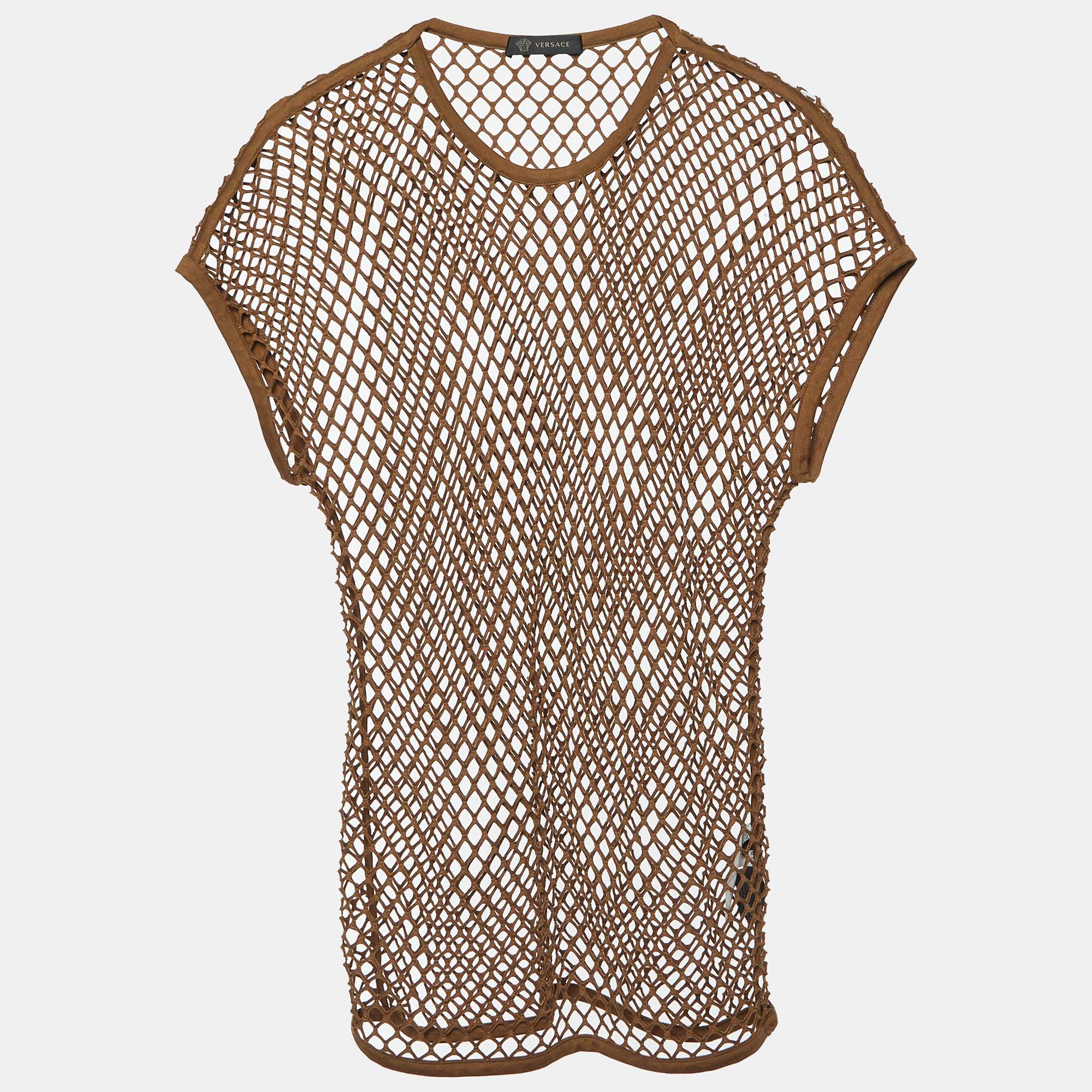 

Versace Brown Mesh Crew Neck T-Shirt S