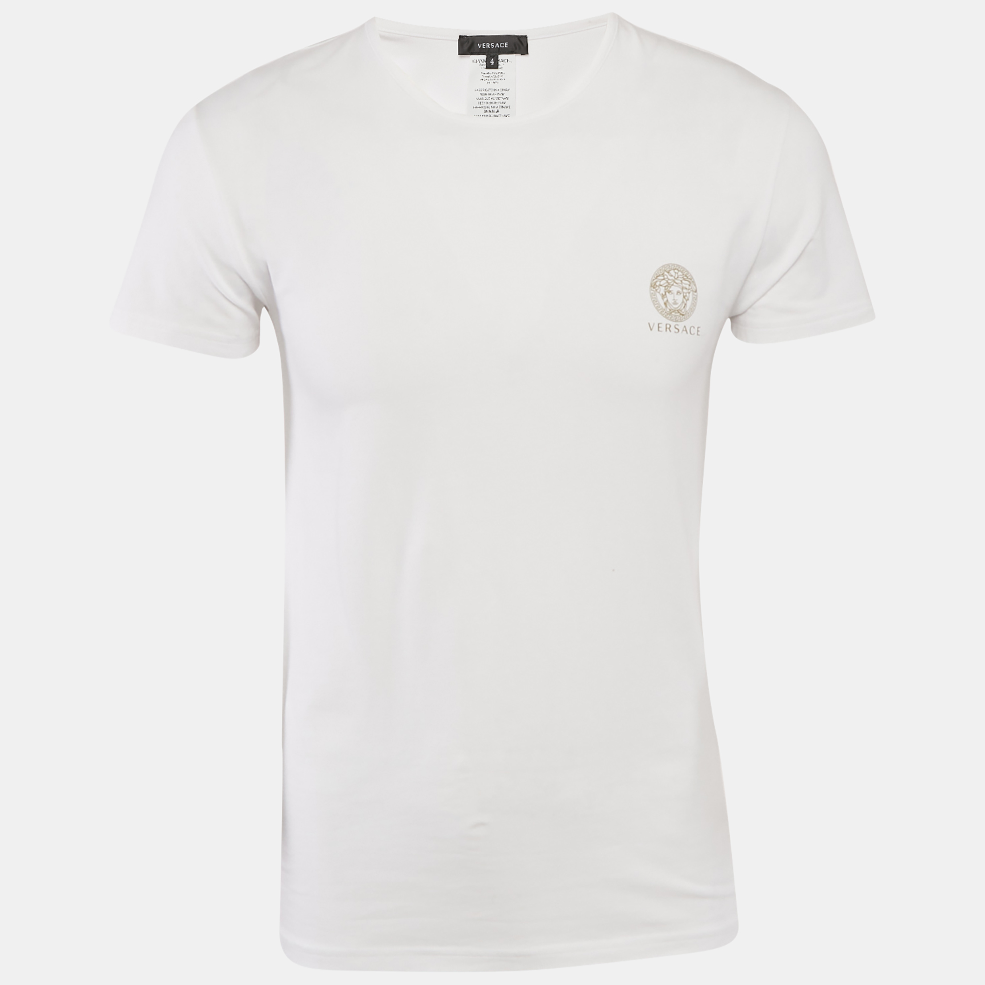 

Versace White Logo Print Round Neck T-Shirt M