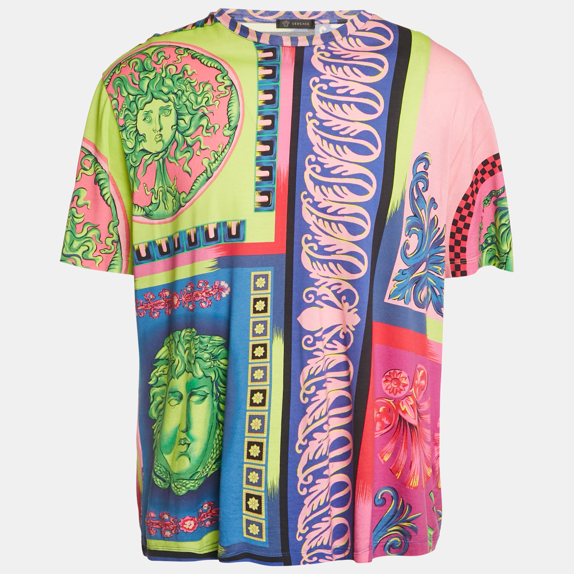 

Versace Multicolor Medusa Print Jersey Crewneck T-Shirt XXL