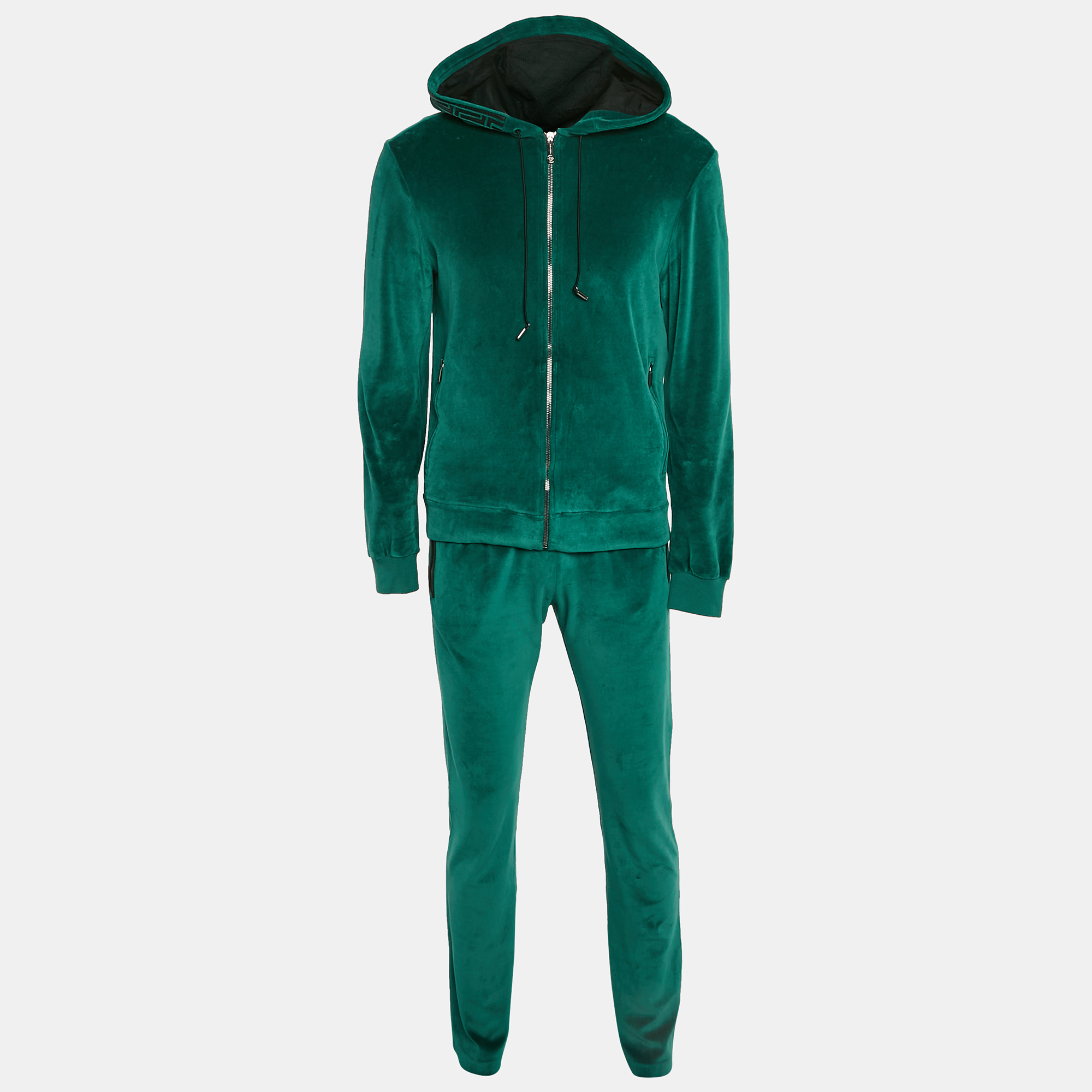 

Versace Green Leather Logo Detail Velour Track Suit M