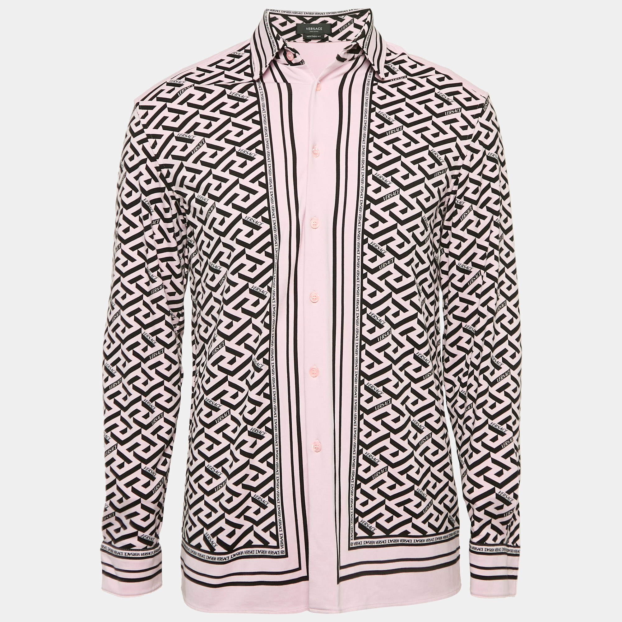 

Versace Pink Logo Printed Knit Long Sleeve Shirt S