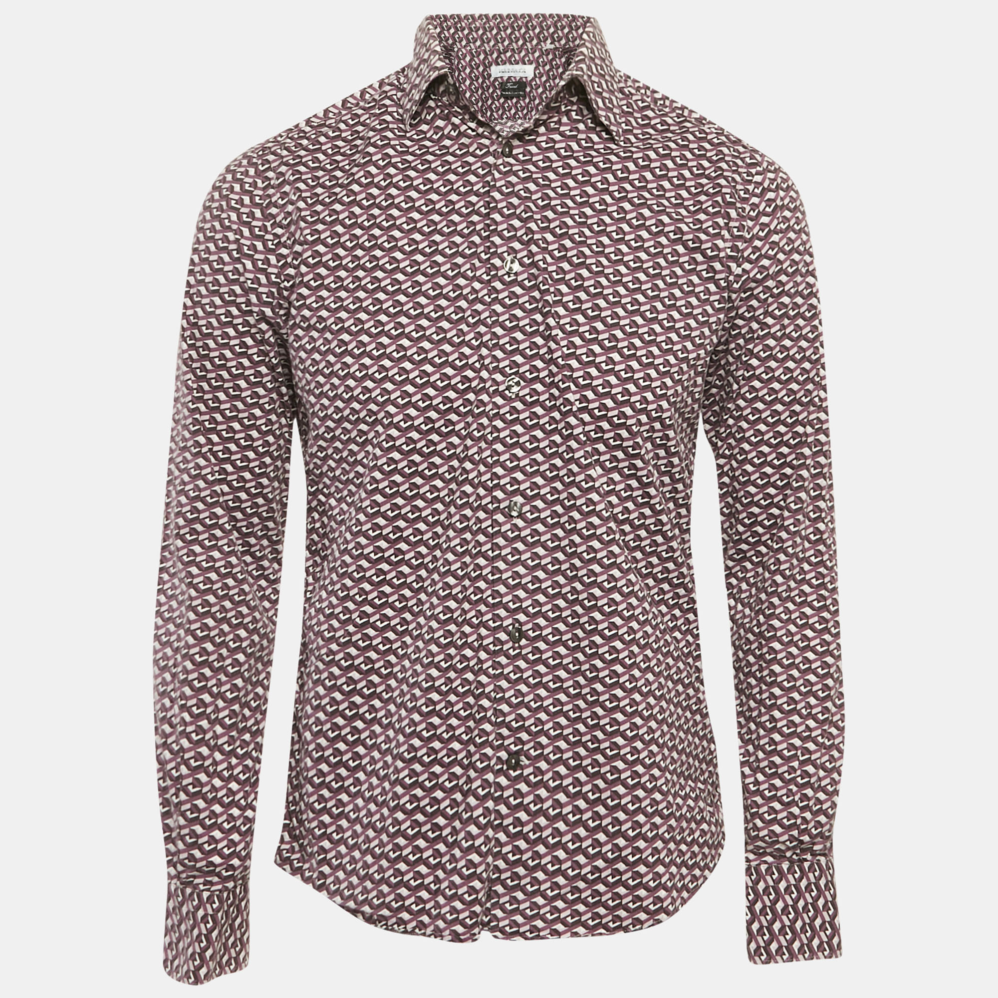 

Versace Collection Purple Geometric Print Cotton Shirt M