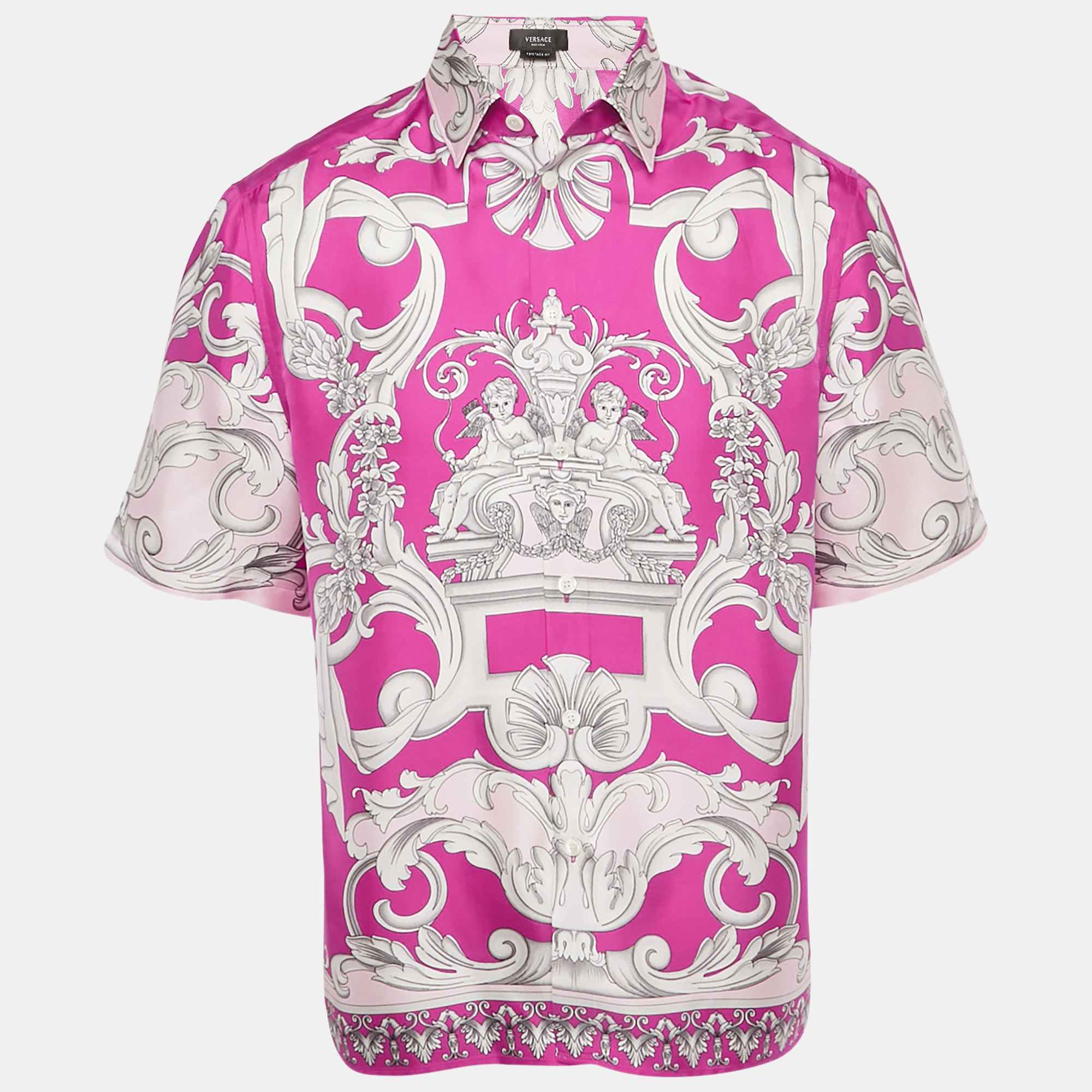 

Versace Pink Printed Silk Heritage Fit Shirt M