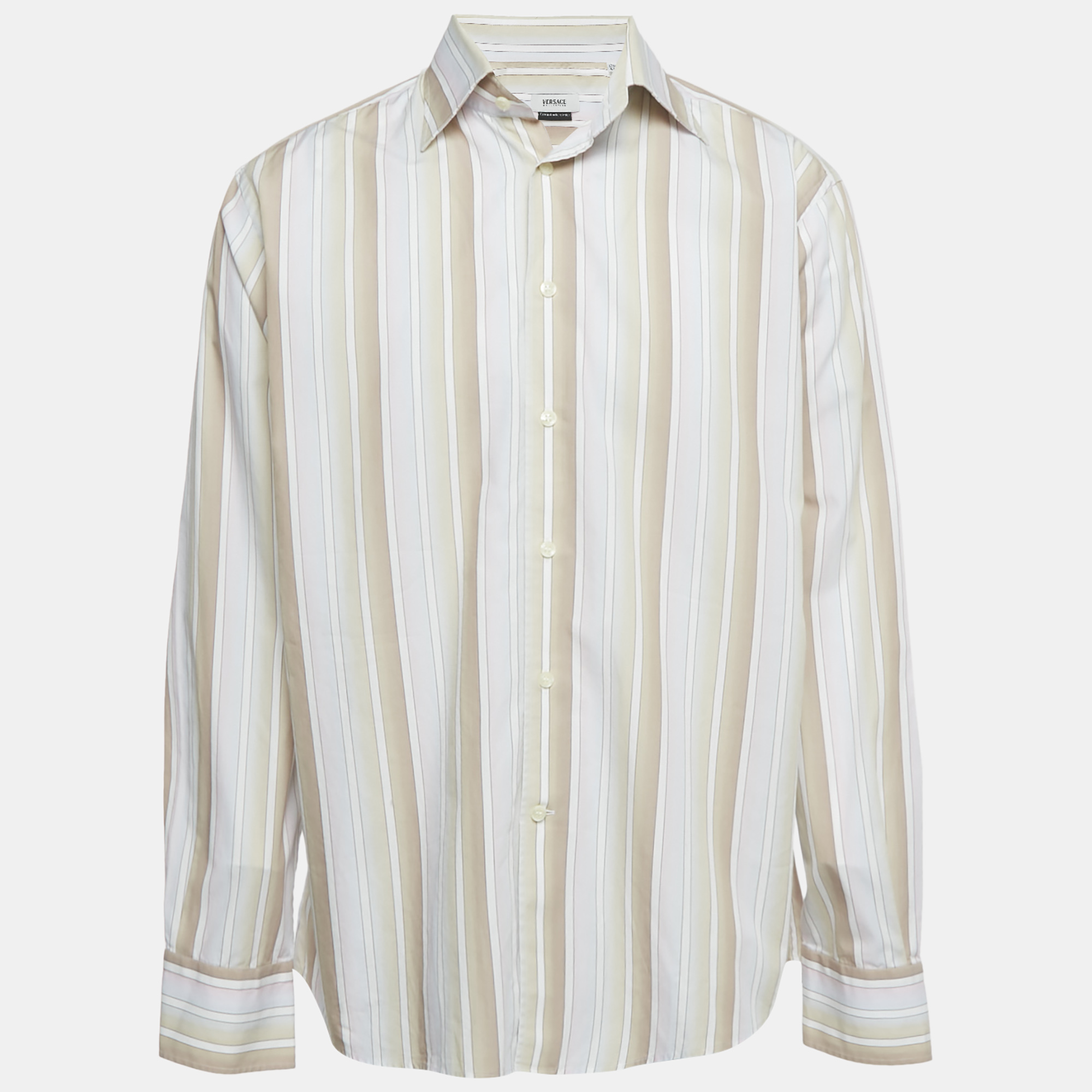 

Versace Pink Striped Cotton Button Front Shirt XXXL