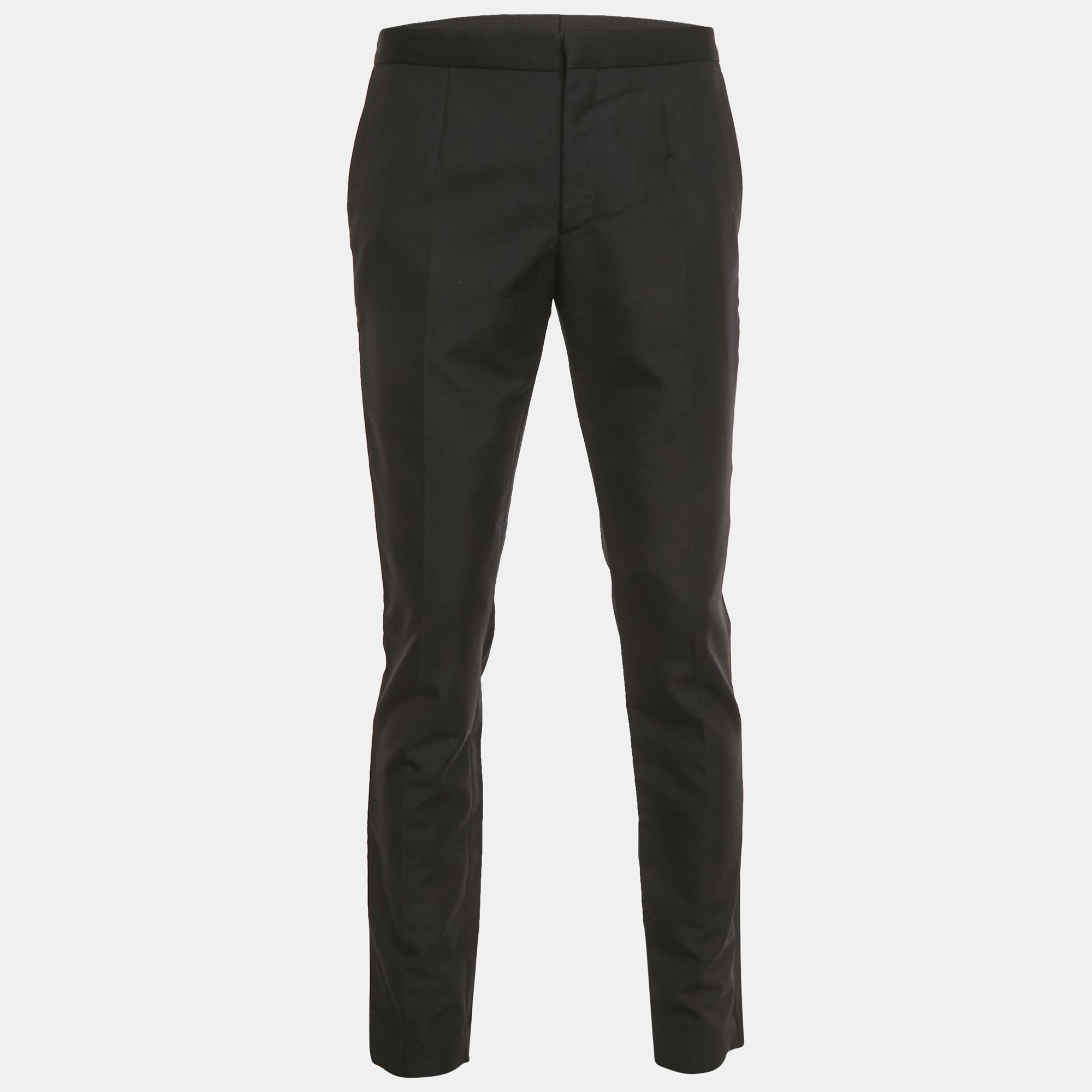 

Versace Black Crepe Satin Side Trim Formal Trousers M