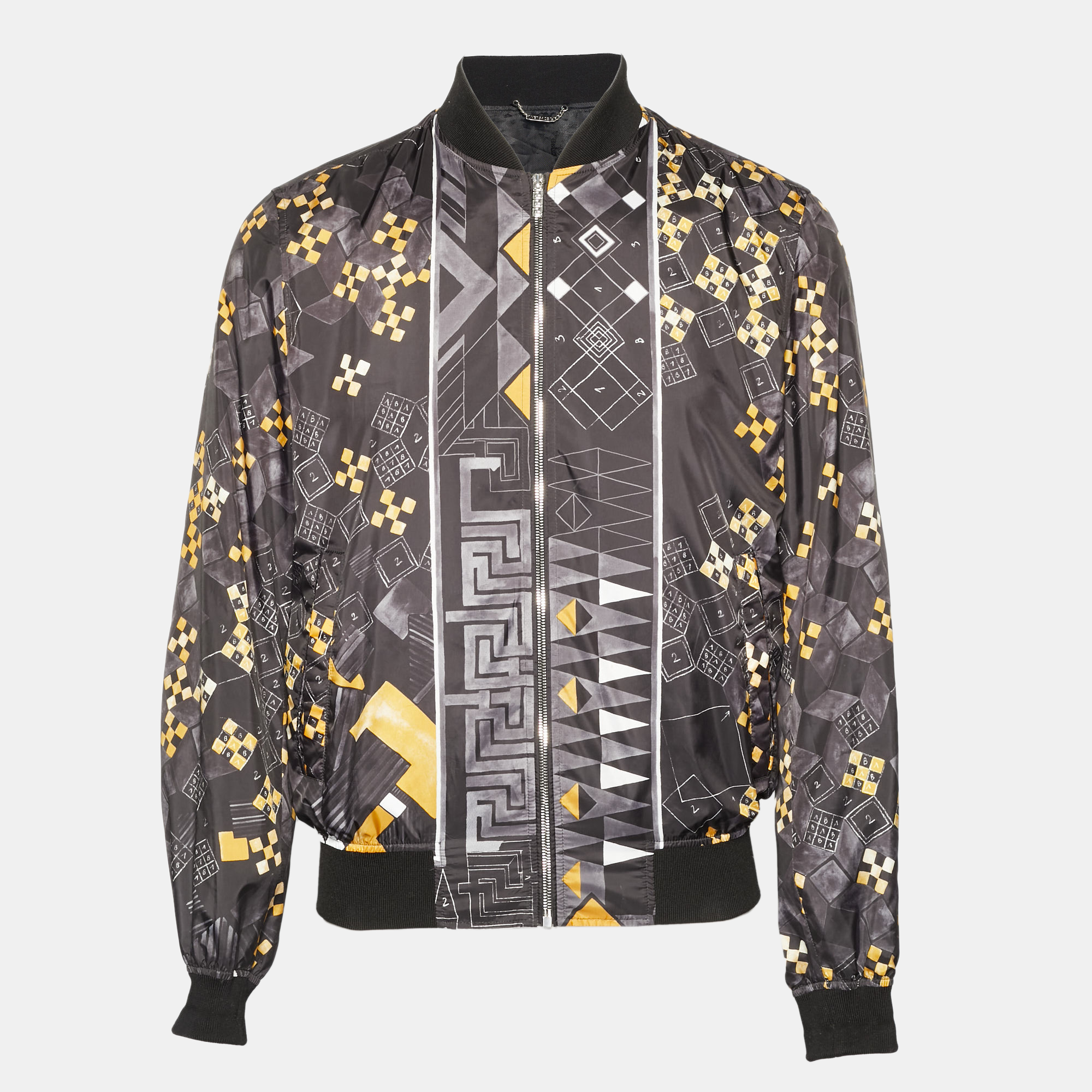 

Versace Black Graphic Print Zip-Up Bomber Jacket S