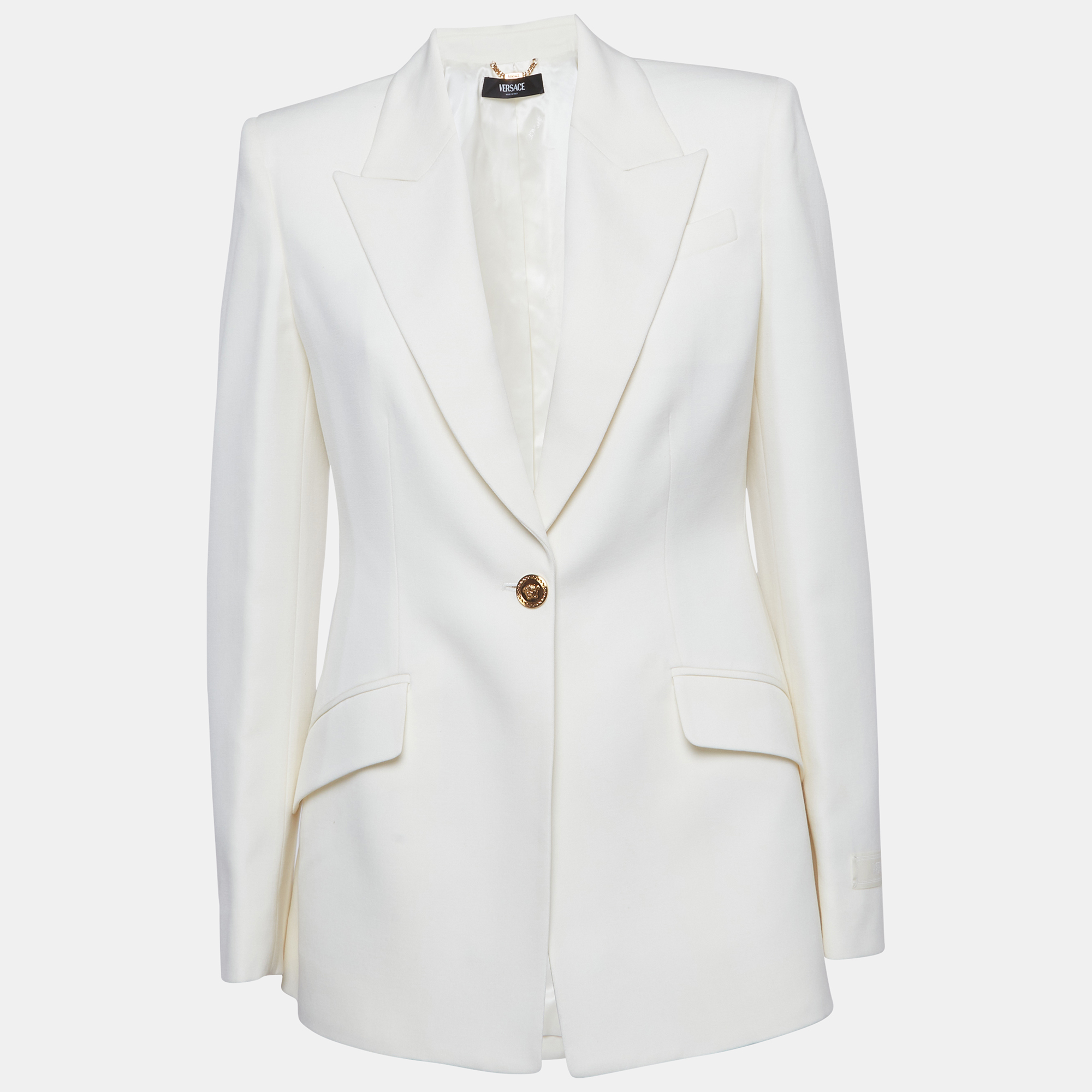 Versace Off White Gabardine Regular Fit Blazer XXS