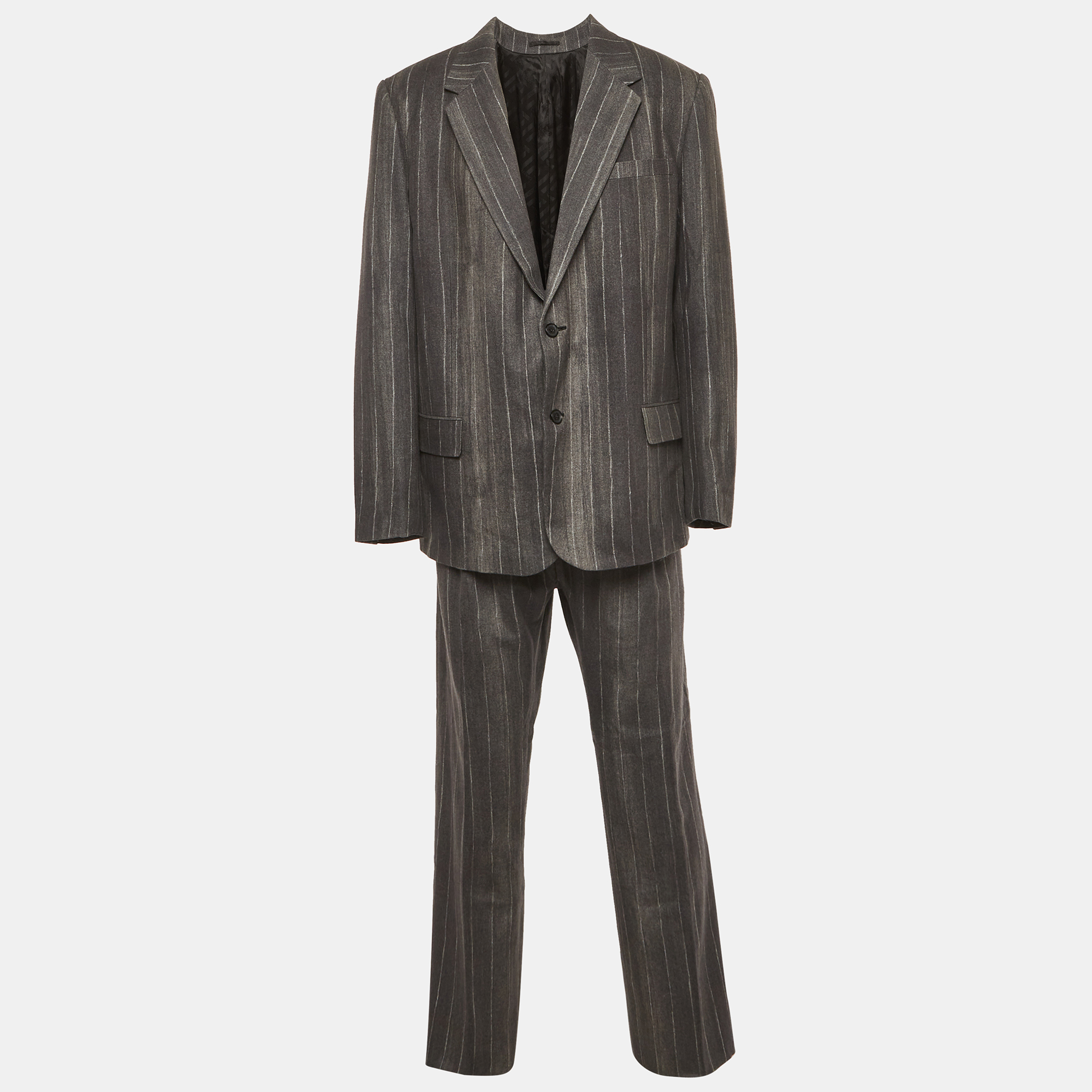 

Versace Grey Striped Wool Suit 3XL