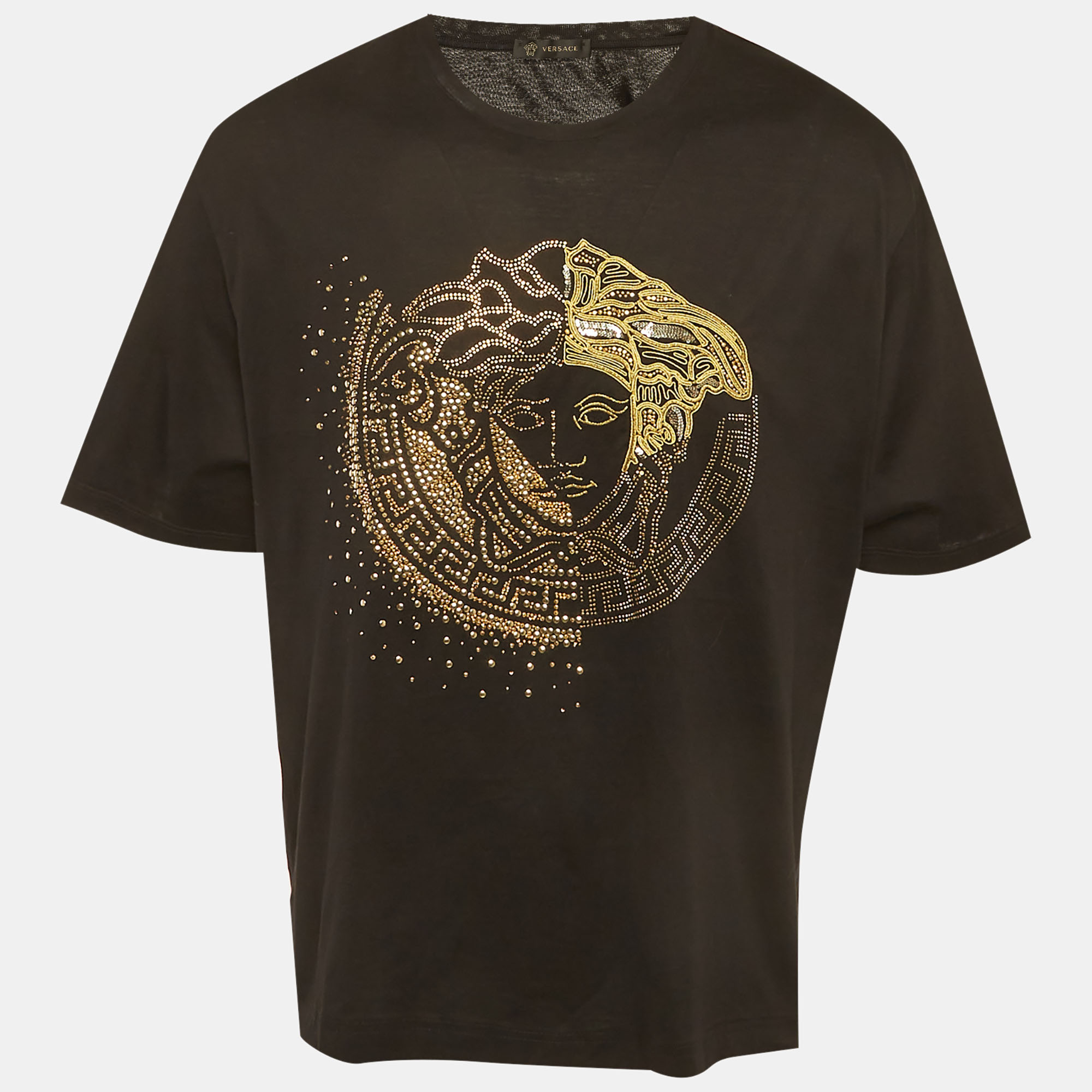 

Versace Black Medusa Studded Jersey T-Shirt XXL