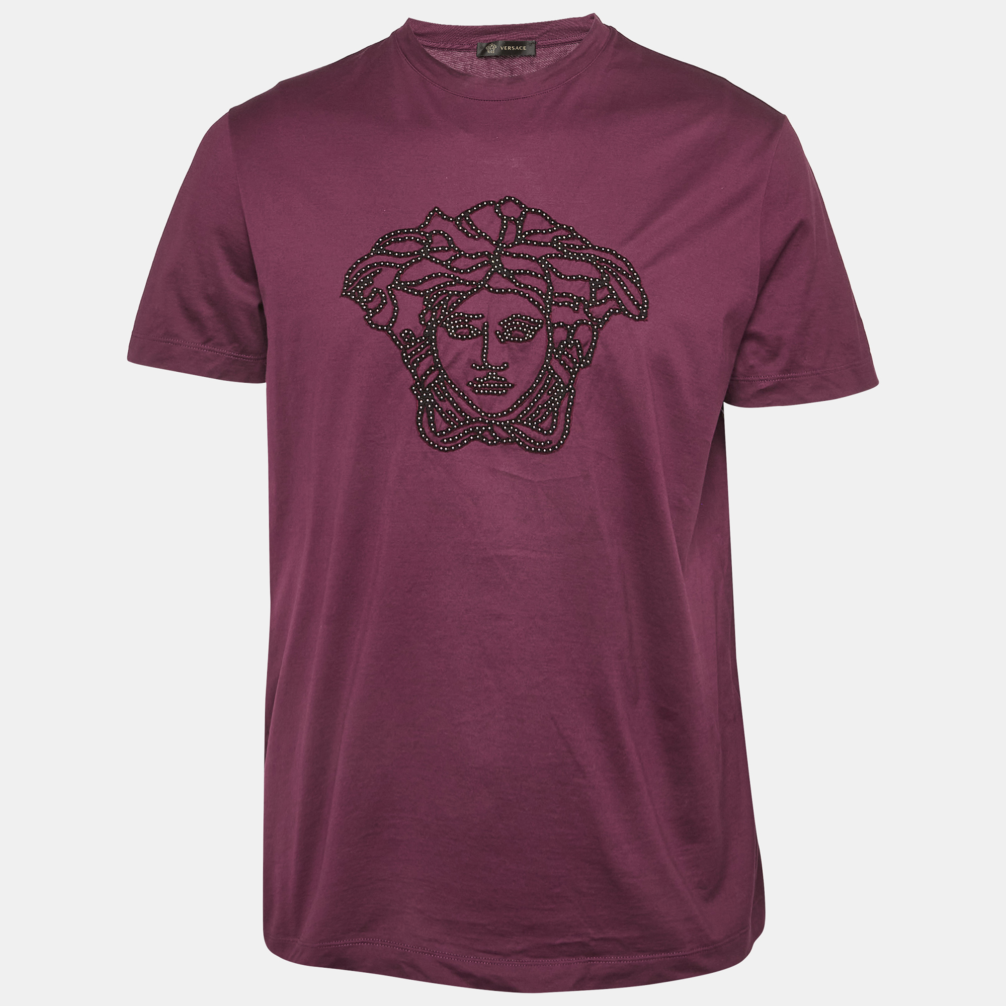 

Versace Purple Medusa Applique Jersey T-Shirt L