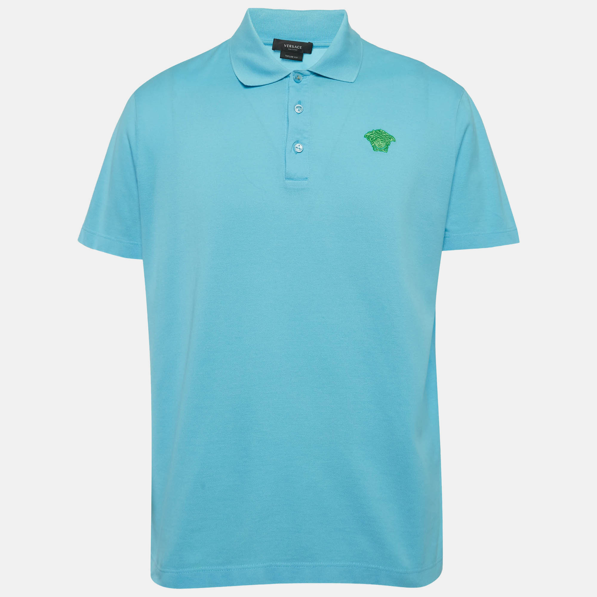 

Versace Blue Medusa Embroidered Pique Polo T-Shirt XL