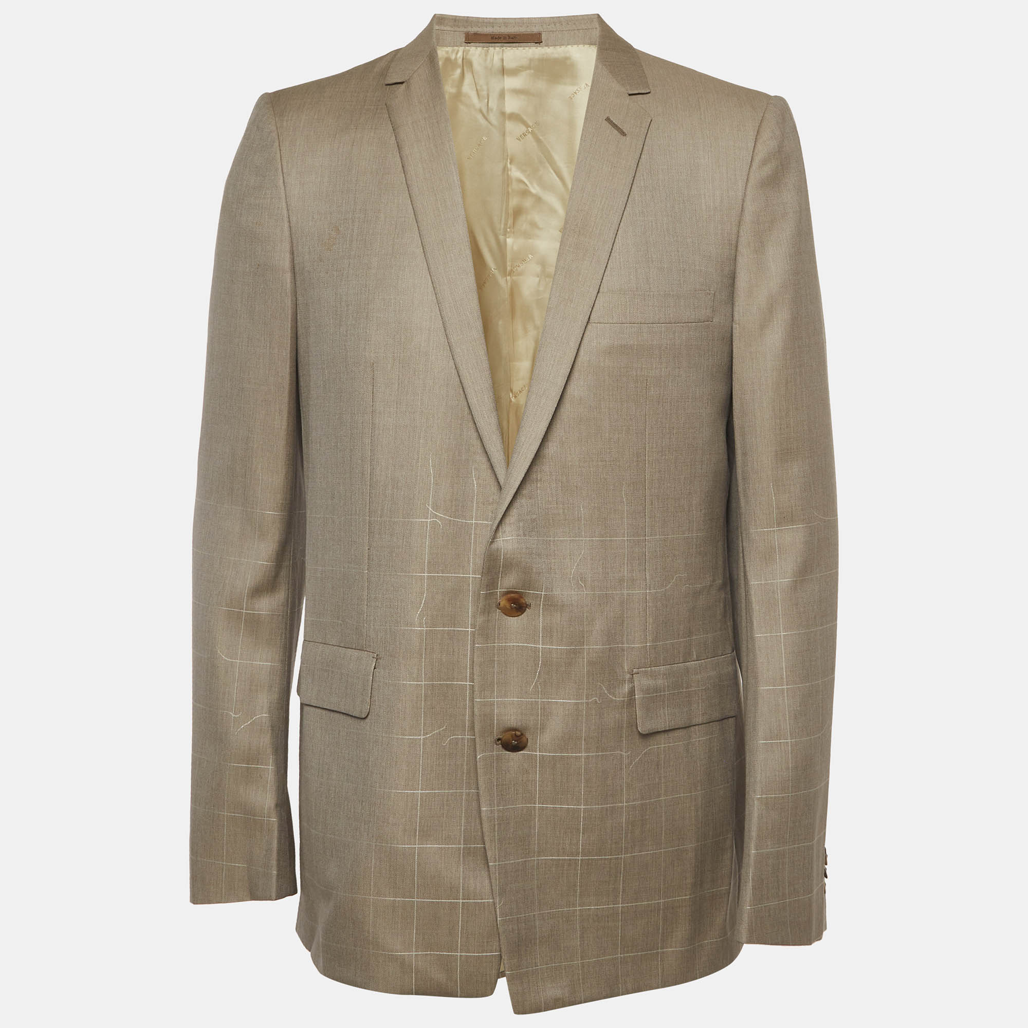 

Versace Grey Cotton Buttoned Regular Fit Blazer XXL