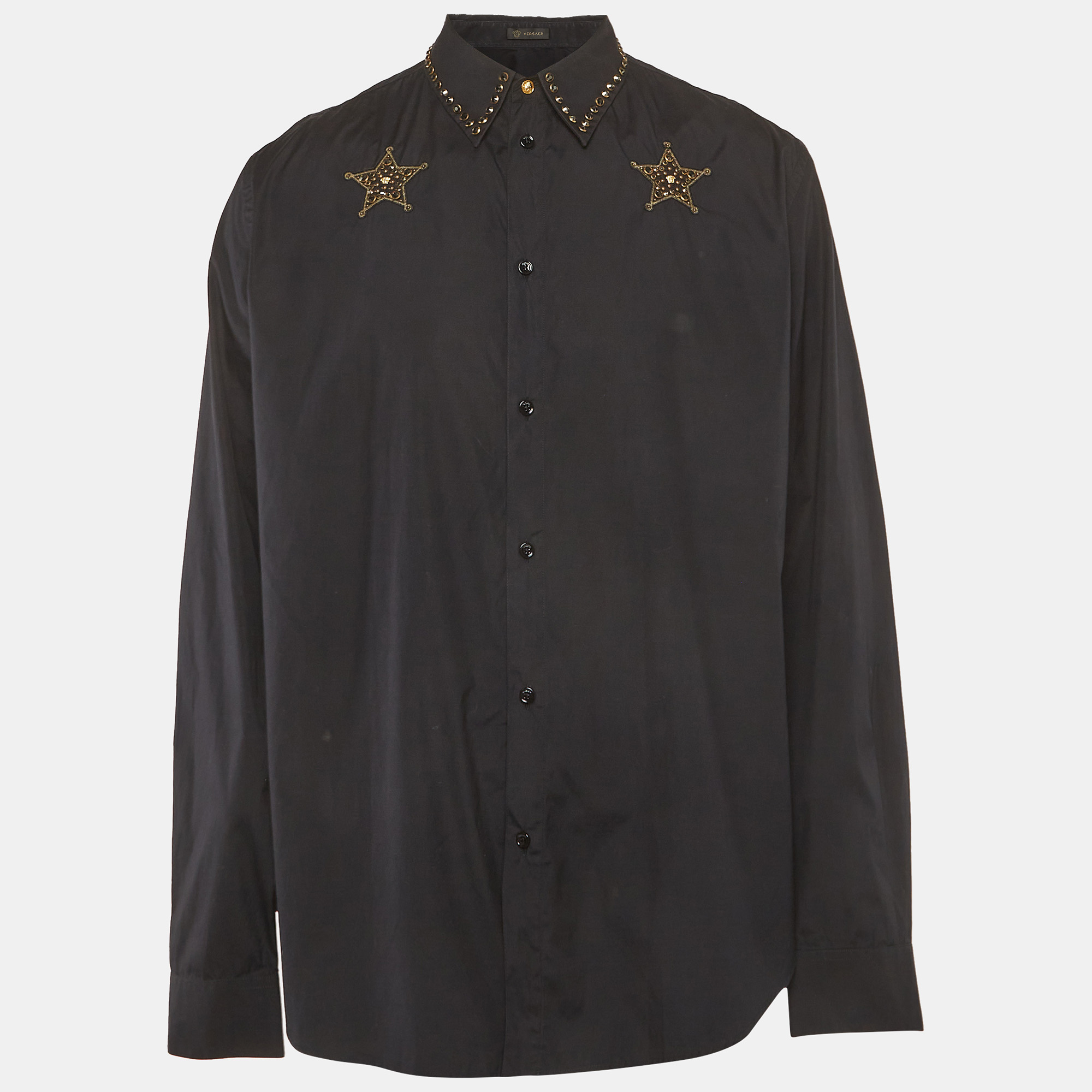 

Versace Black Cotton Embellished Long Sleeve Shirt XS