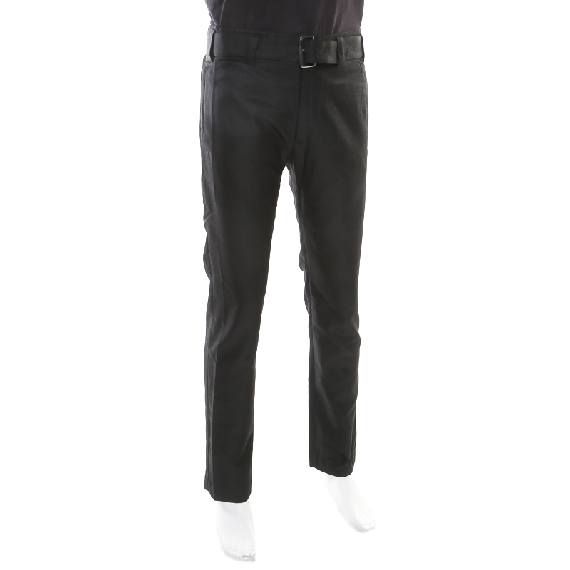 

Versace Black Patterned Cloque Silk Wool Tapered Trousers