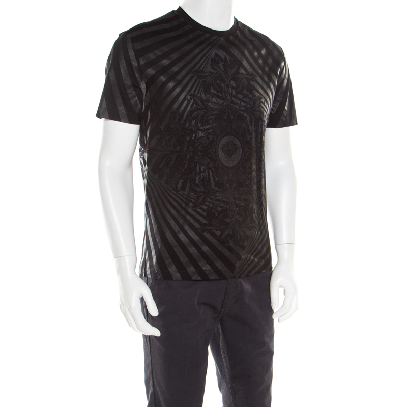 

Versace Black Medusa Icon Printed Cotton Crew Neck T- Shirt