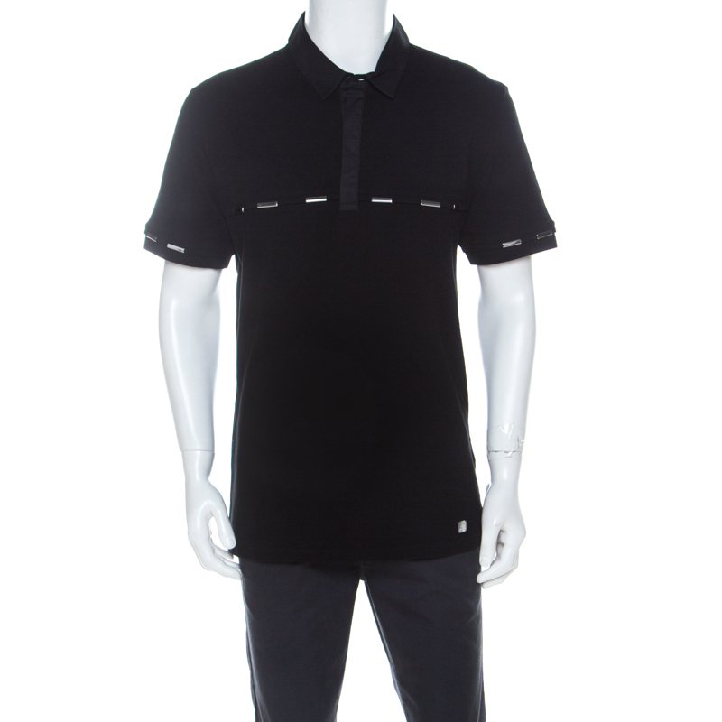 Versace Collection Black Cotton Pique Short Sleeve Polo T- Shirt XL