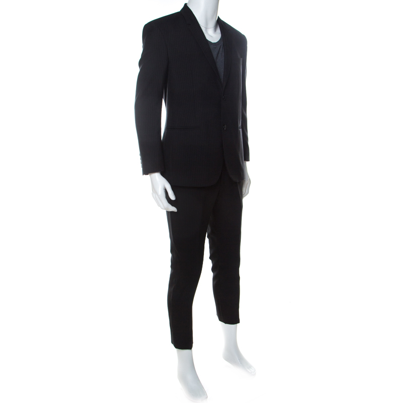 

Versace Collection Black Cotton Wool Textured Suit