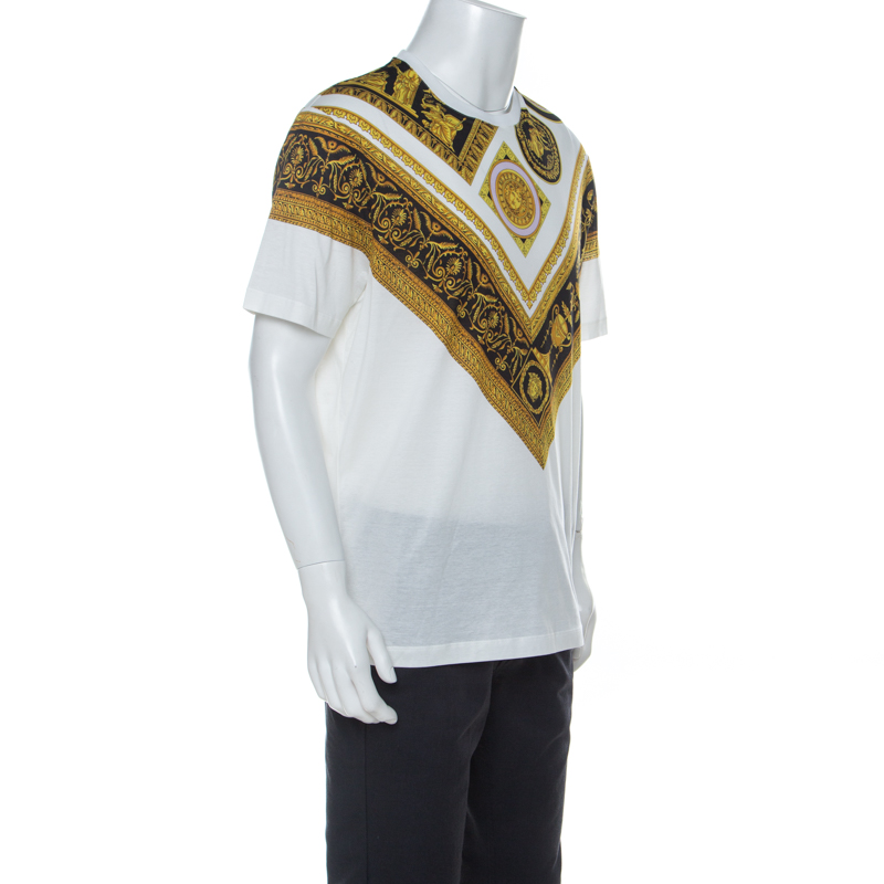 

Versace White Cotton Baroque Print T-Shirt