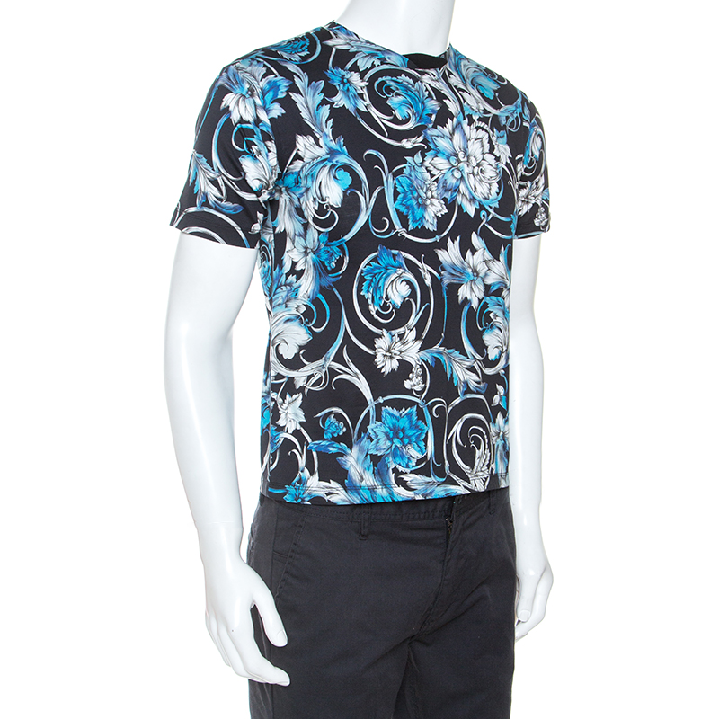 

Versace Black Baroque Print Cotton Short Sleeve T-Shirt